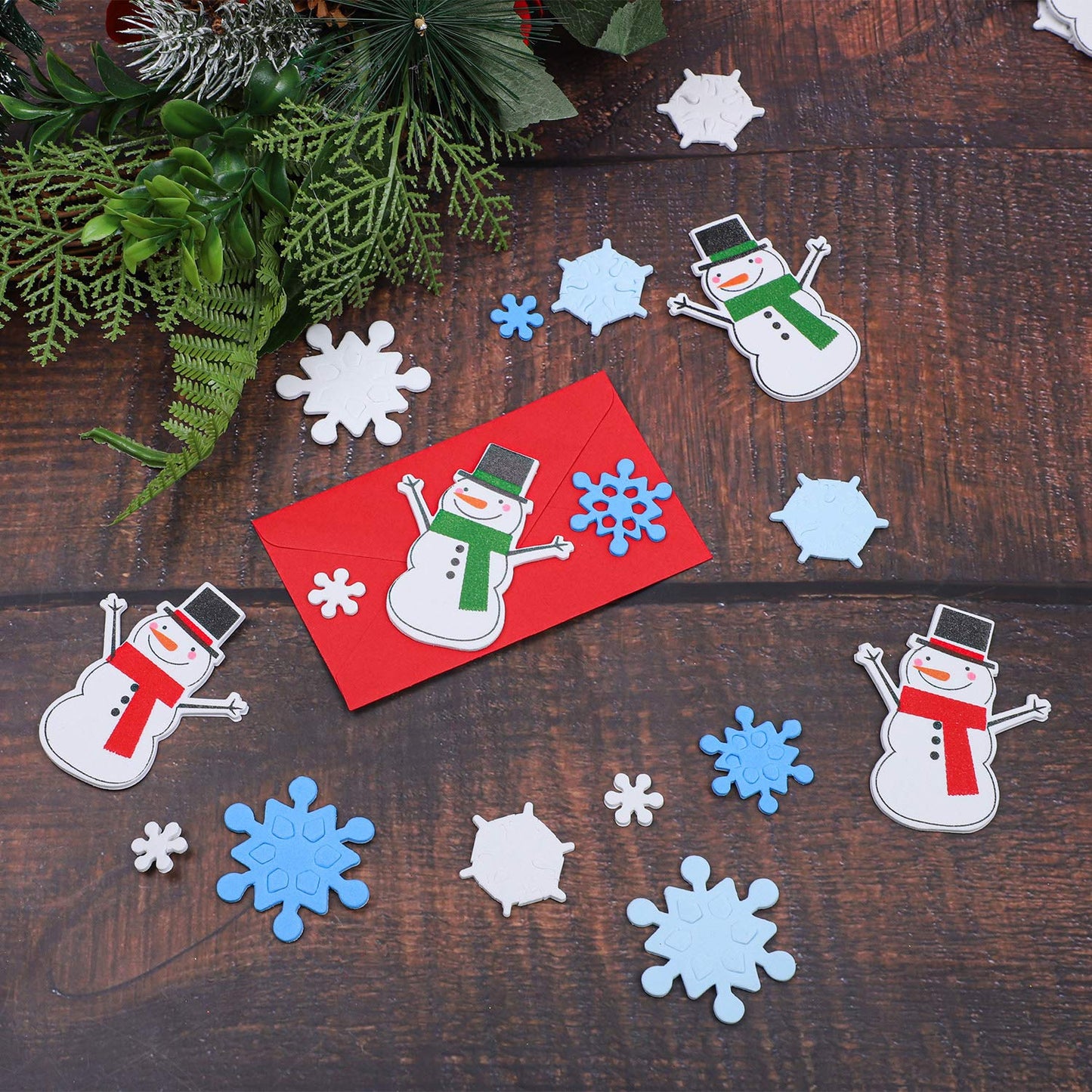 Aneco 500 Pieces Foam Snowflakes Stickers Winter Snowman Self-Adhesive Stickers for DIY Craft or Party Favor