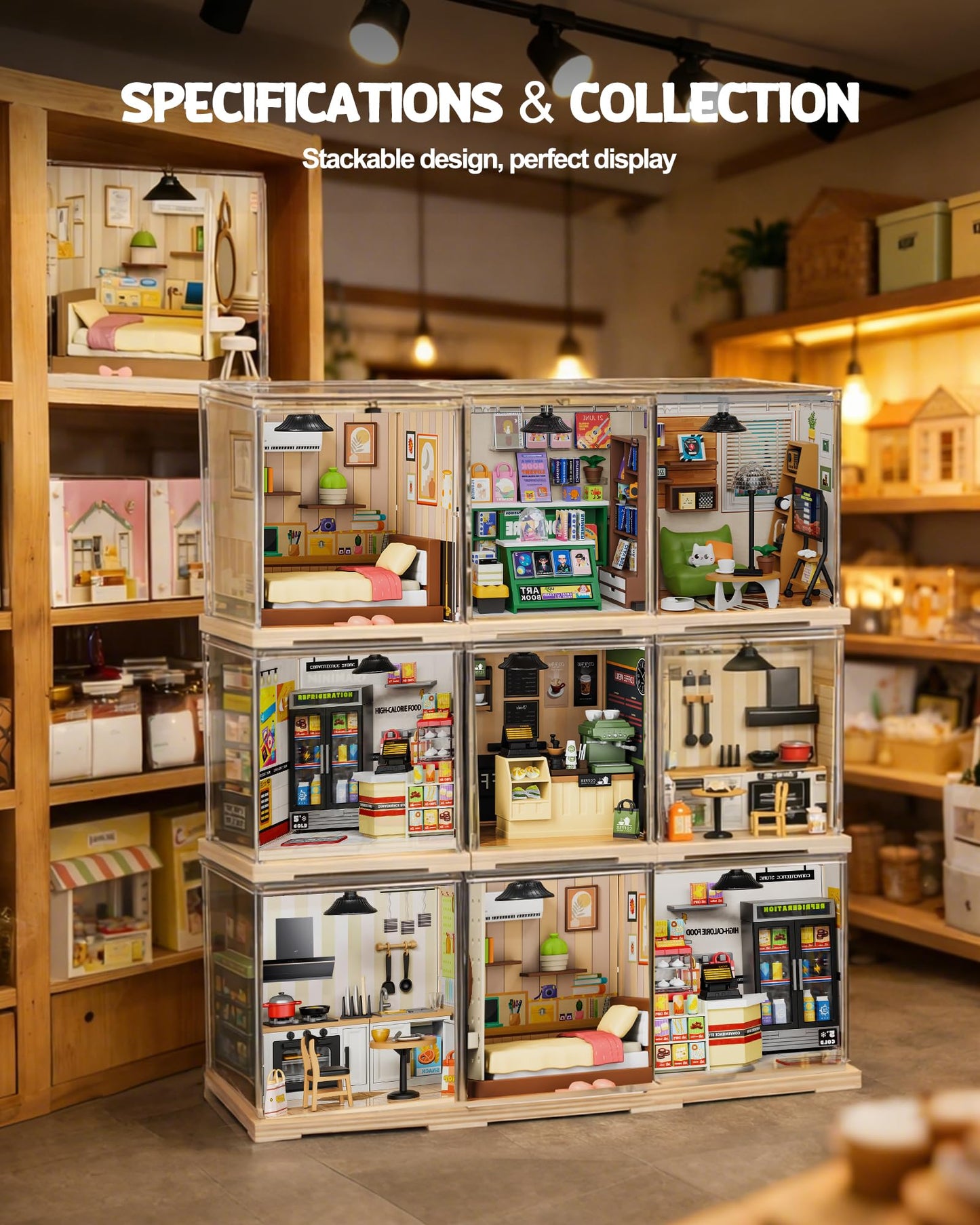 Vodolo DIY Miniature House Kit with Led,Book Nook Kits for Adults Beginners,Book Shelf Decor,3D Puzzle Booknook Craft Kits,Books Lovers Gifts for Women Men Bookshelf Decor,55PCS Living Room