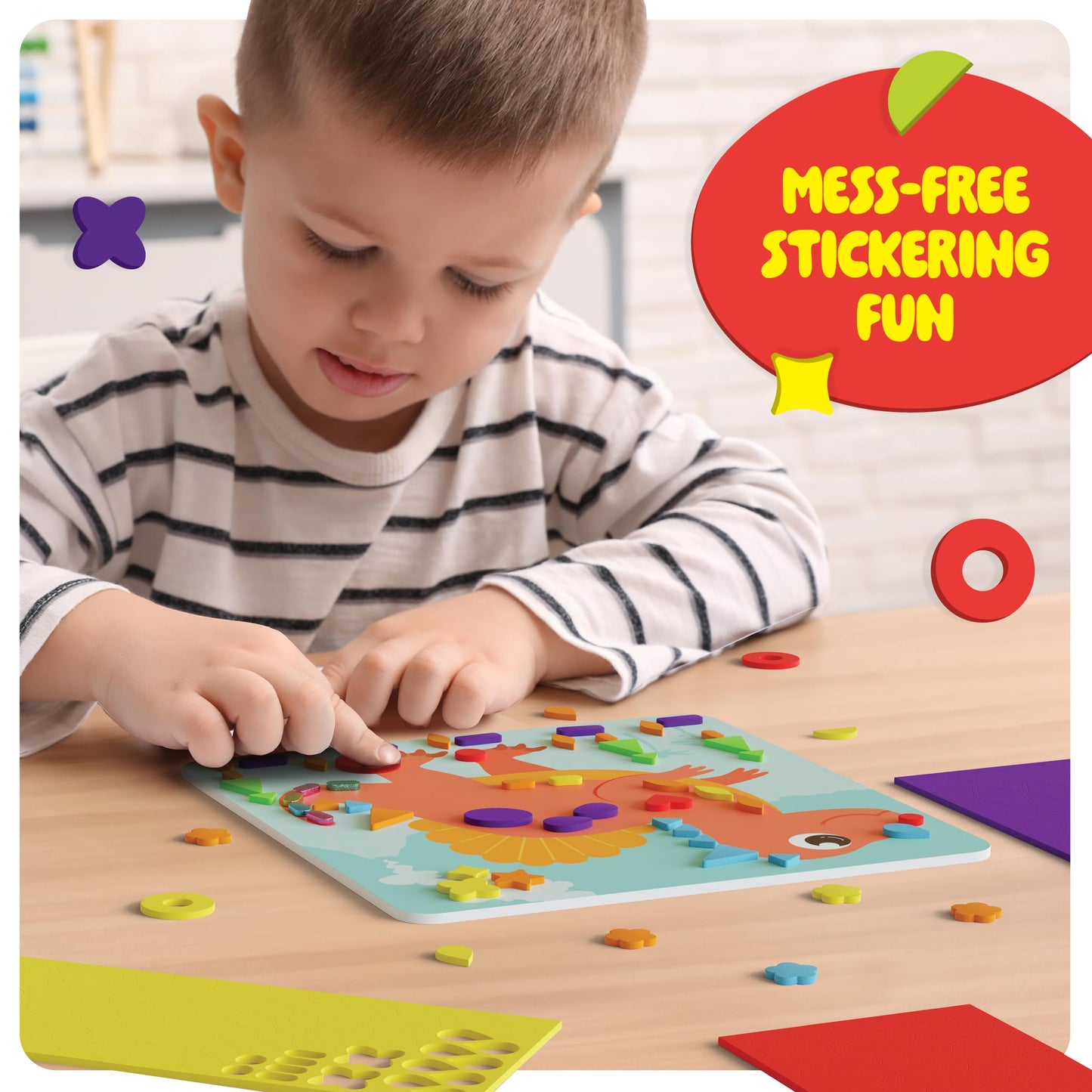 Dan&Darci Foam Sticker Art Craft for Kids - Toddler Arts & Crafts for Ages 3-5 - Boys 4-6 Birthday Gift - DIY Kid Activities Ages 3 4 5 6 Years - 4 Year Old Boy Gifts - Mess Free Craft Activity