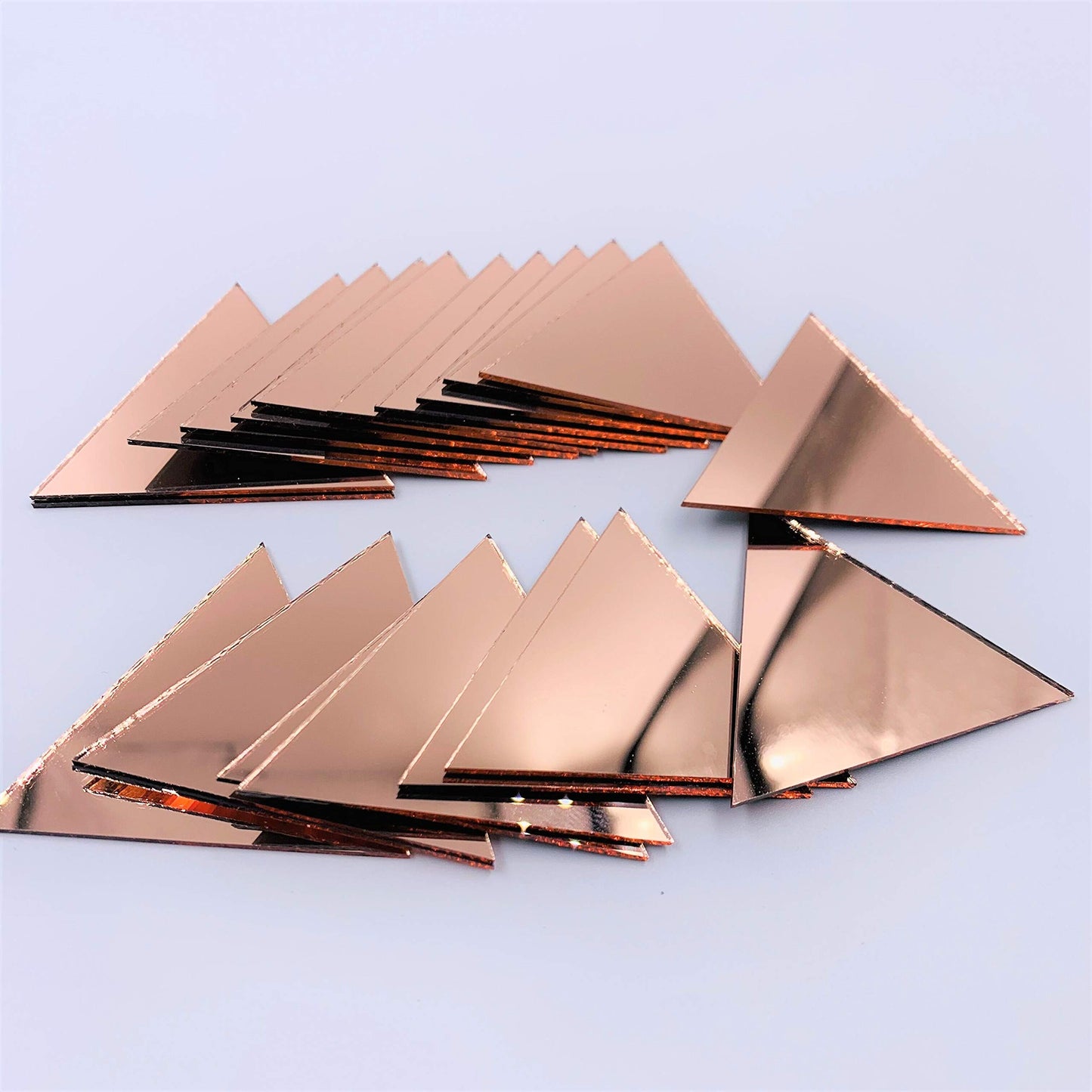 2 inch (50.8 mm) Triangle Mirror Mosaic Tile Craft Mirrors 50pcs (Rose Gold)
