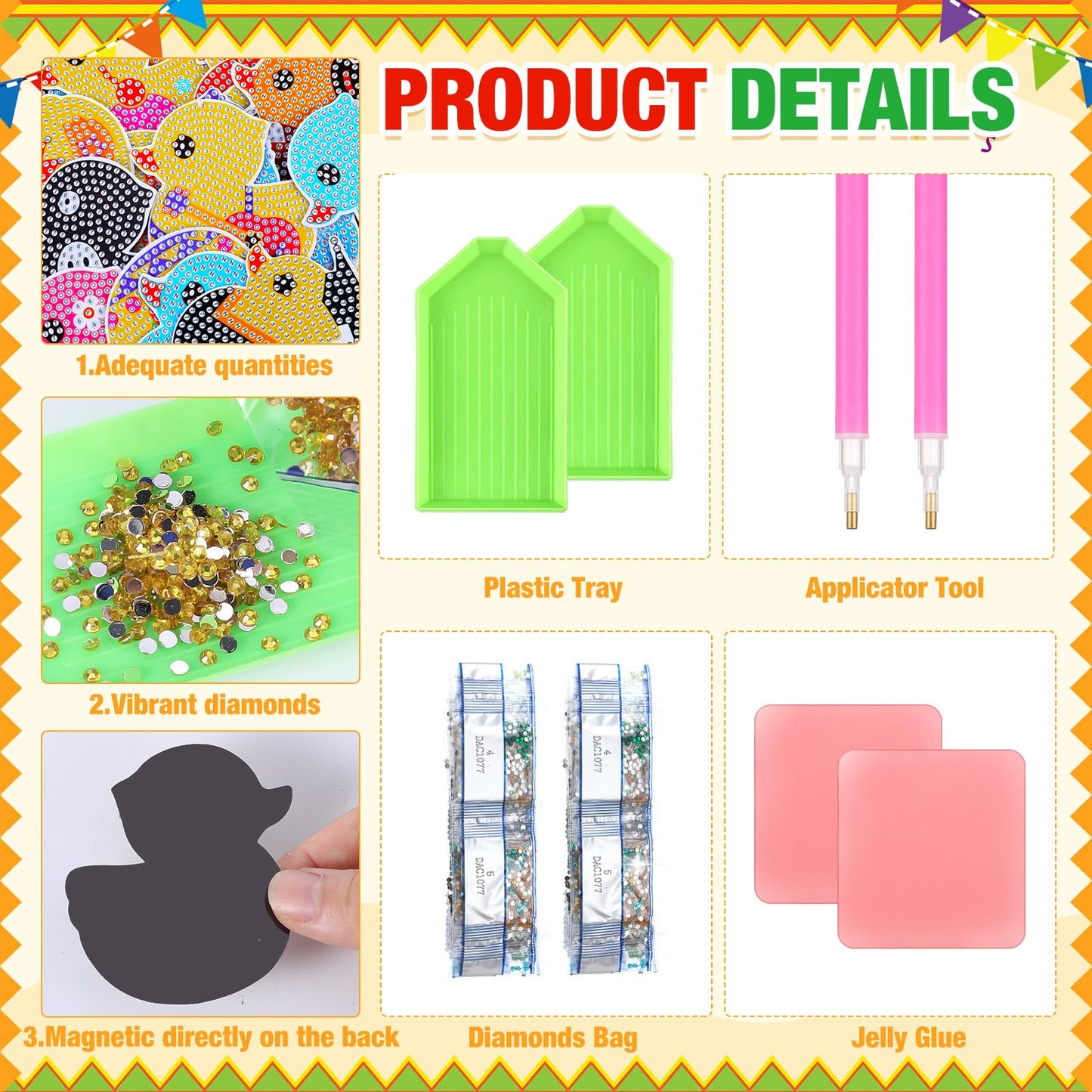 Liliaafar 30 Pcs Diamond Painting Magnets Set Diamond Art Magnets for Fridge Refrigerator Magnetic Stickers for DIY Crafts 5D Gem Rhinestones Art Painting Kits for Adults Beginners (Cute Duck)