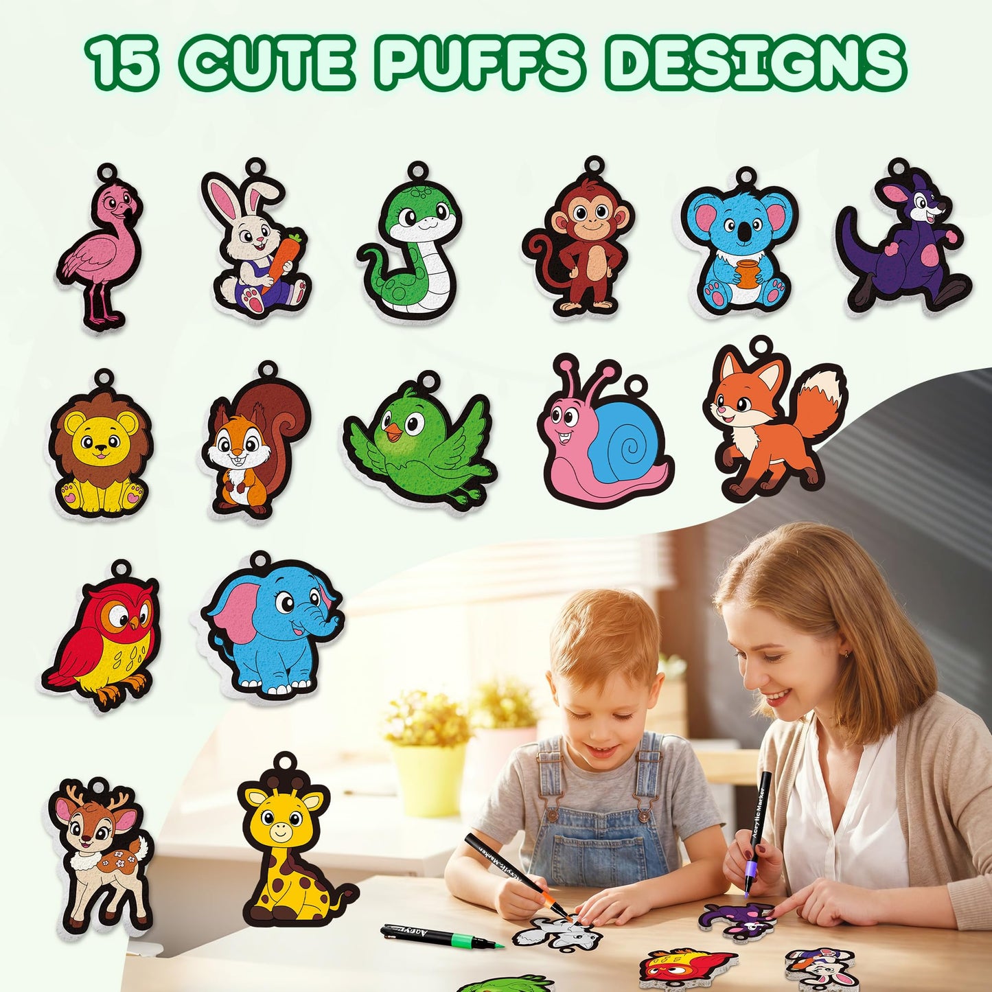ZIZZ 3D Water Puffs Art Craft Kit for Kids: Magic Foam Texture Aqua Art Painting Kit Gifts for 4 5 6 7 8 9 10 Year Old Girls Boys - Puffy Paint Craft Set Mess-Free Paint by Number Craft for Kids