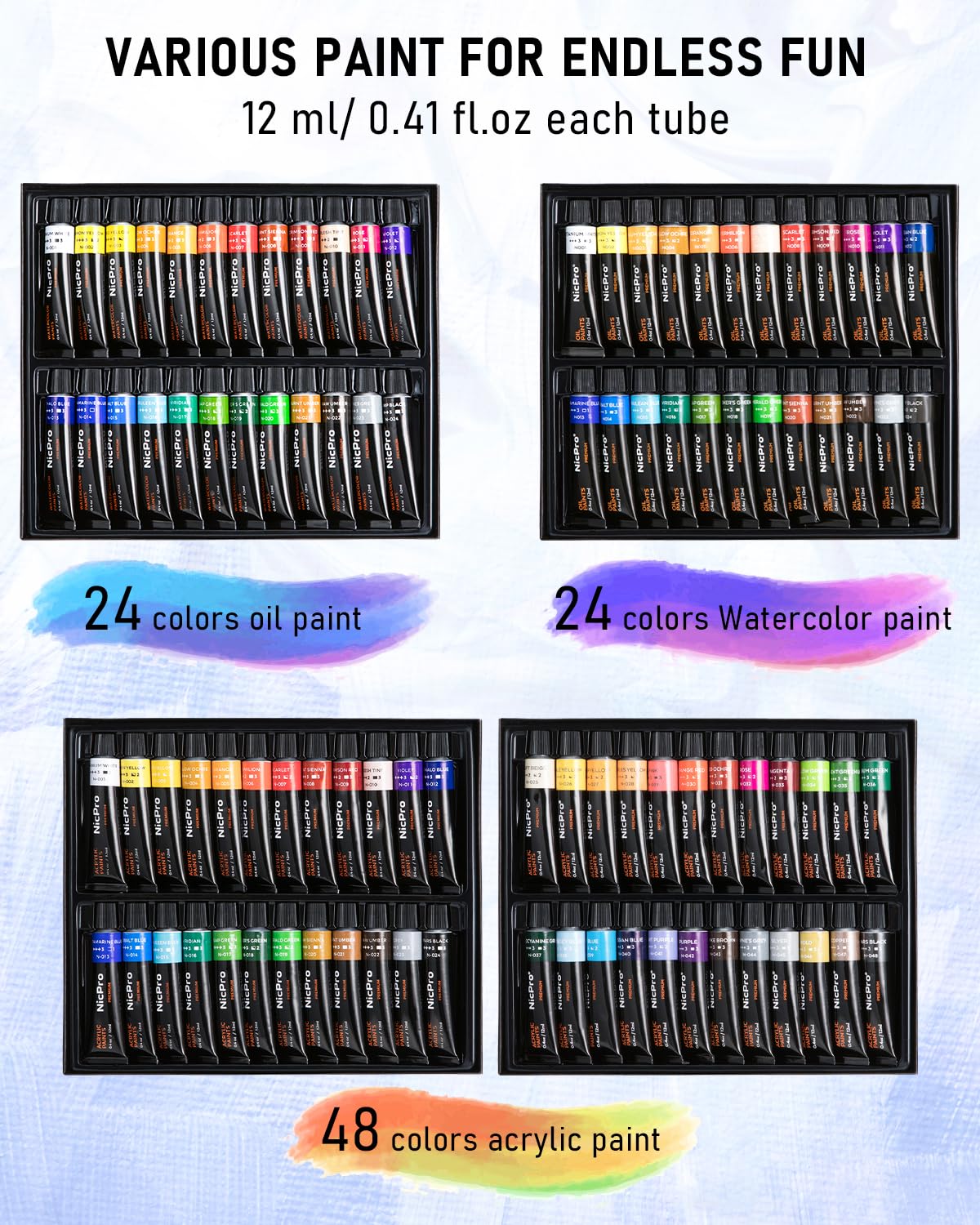 Nicpro 158PCS Deluxe Art Painting Kit with Metal and Solid Beech Wood Easel, Acrylic, Oil & Watercolor Paint Set, Paint Brushes, Canvas, Palette, Paper Pad, Professional Art Set for Adults Artist