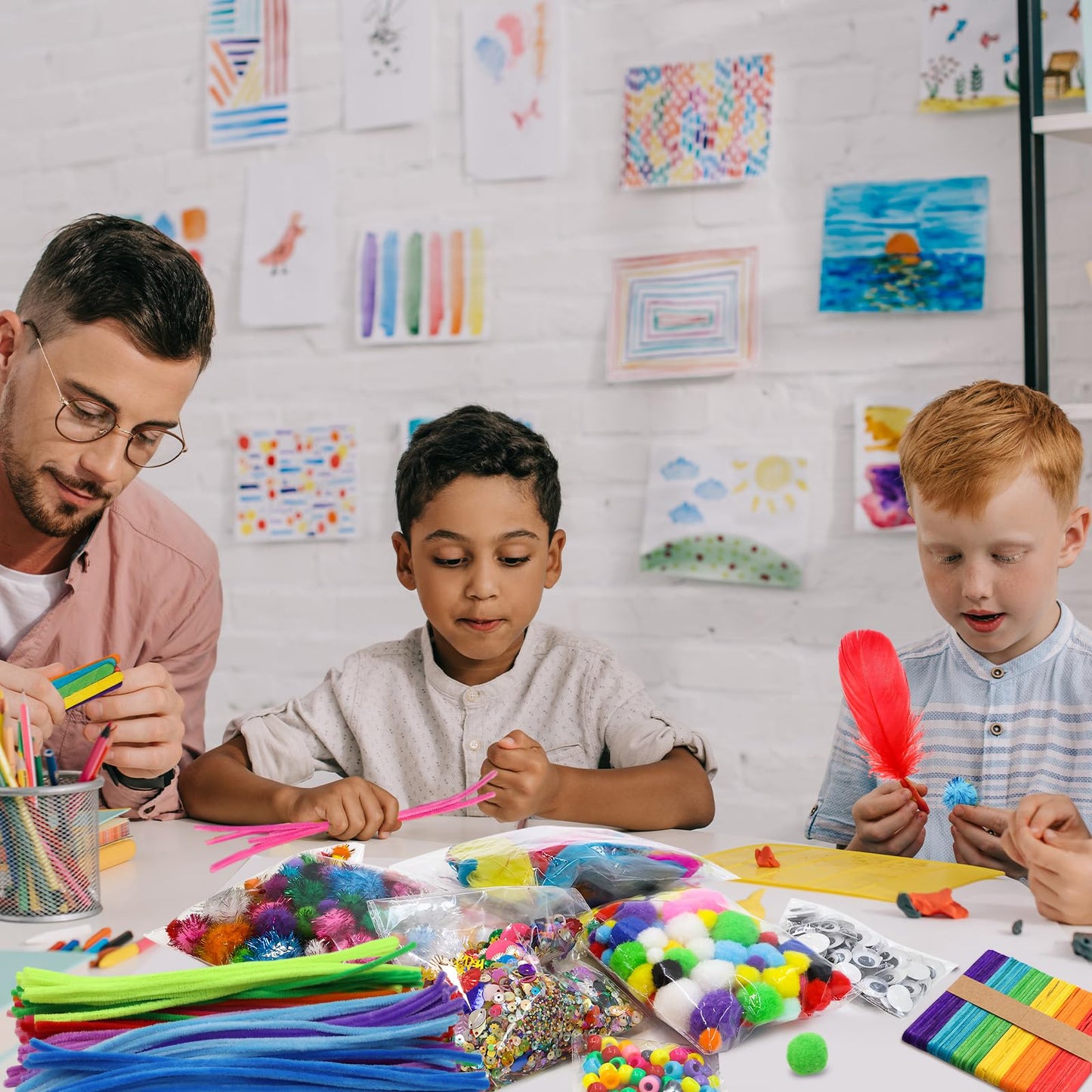Treasure Cove Arts and Crafts Supplies for Kids Craft Supplies Materials Kit DIY School Craft Kit Toddler Art Set Activity Materials for Preschool Kindergarten Crafting Project Art Activity 1850Pcs
