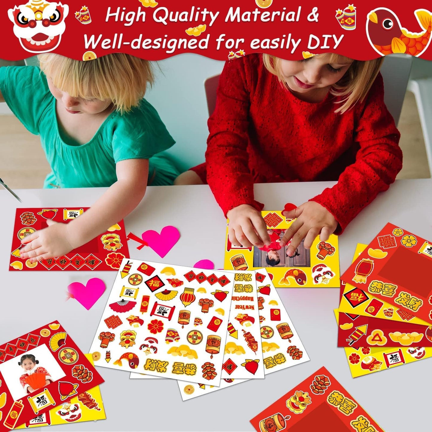 30 Packs Chinese New Year Craft Kits for Kids Lunar New Year DIY Picture Frame Craft Decorations 2026 Year of The Horse Chinese Art Favor Home Classroom Game Activities
