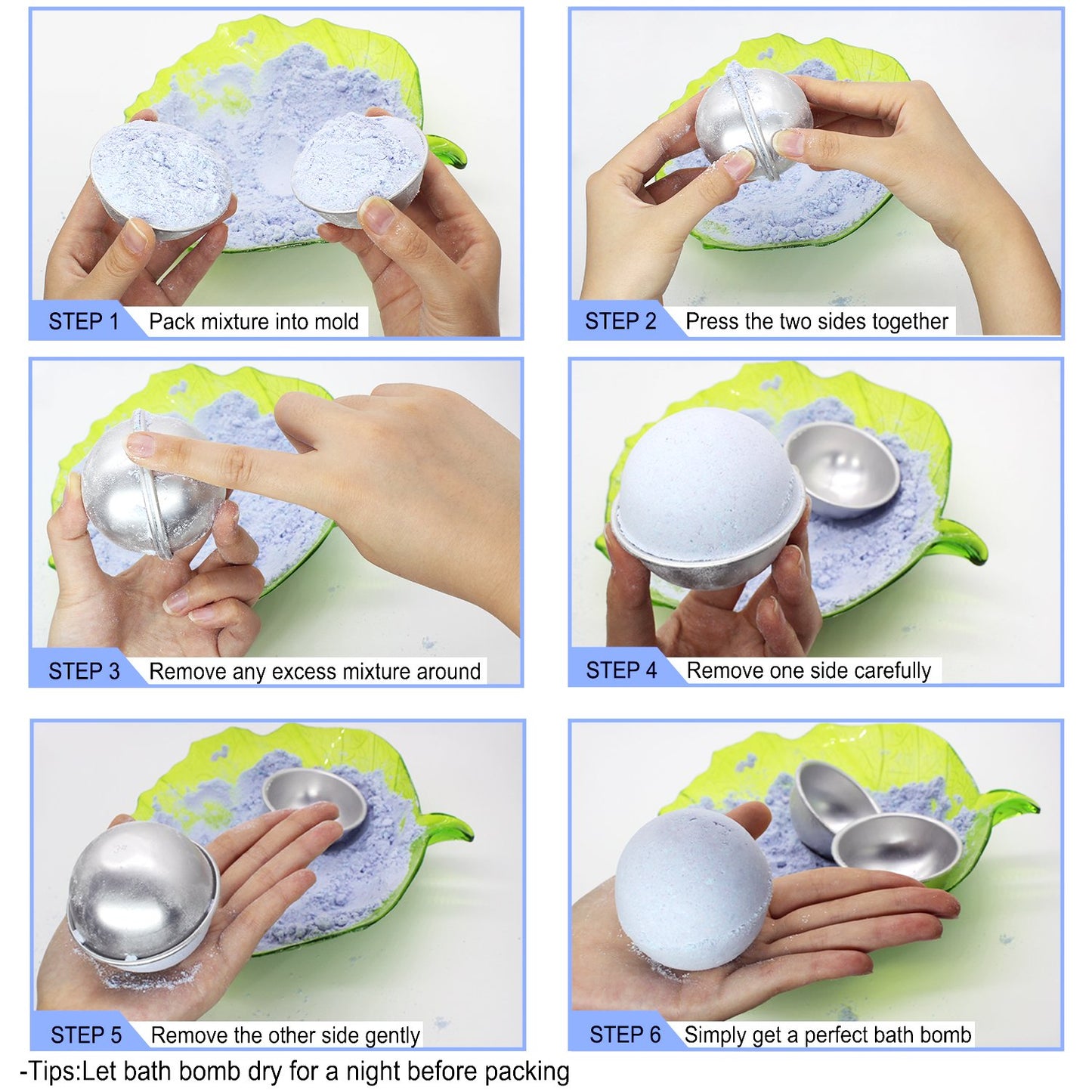 Bath Bomb Mold Set with Soap Colorant,Shrink Wrap Bags - Food Grade Skin Safe Soap Dye for DIY Bath Bomb Making Supplies Kit - Liquid Bath Bomb Dye for Soap Coloring - with Instructions