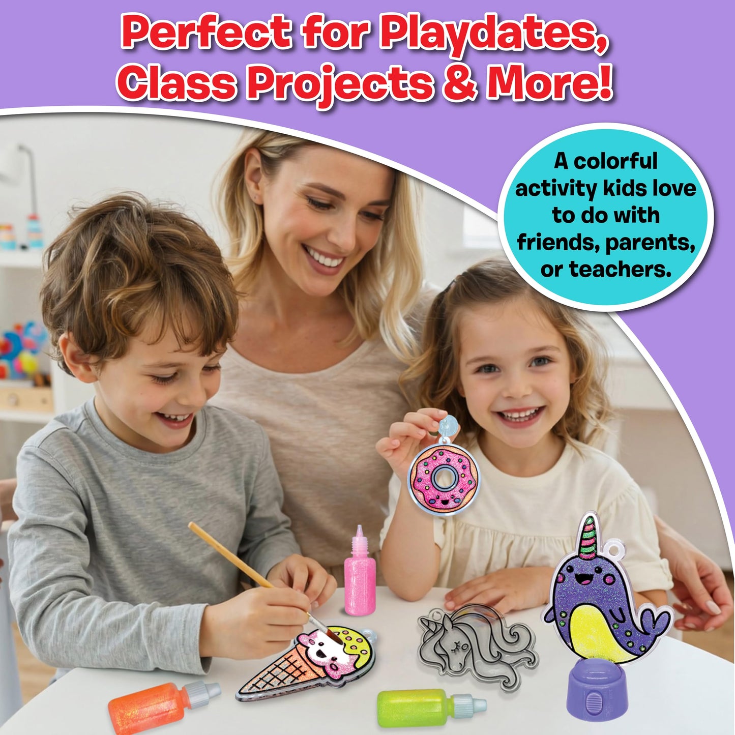 Small World Toys Fluorescent Suncatcher Kit – Fun Kids Crafts & DIY Crafts for Kids Ages 4-8 – Paint-Your-Own Window Art Set with Bright & Colorful Suncatchers