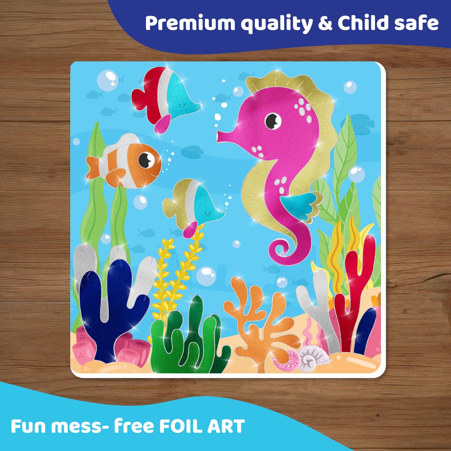 jackinthebox Foil By Number - Ocean, No Mess Art & Craft Kit for Kids, Fun Foil Art, Craft Kits & Supplies, DIY Creative Activity, Travel Toys, Screen-Free Birthday Gifts for Ages 4, 5, 6, 7, 8, 9