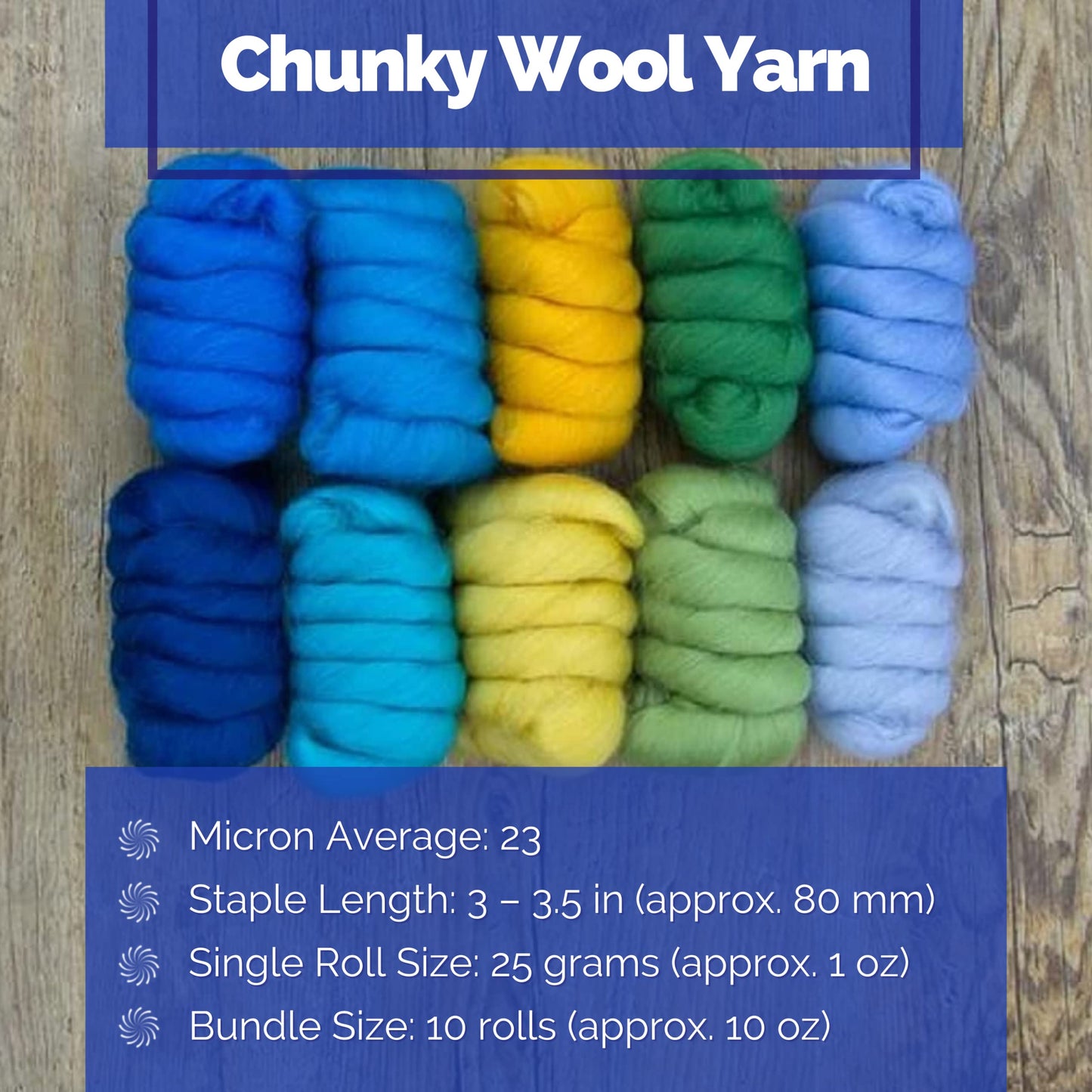 Revolution Fibers | Mixed Merino Wool Variety Pack | Perfect Wool Roving for Spinning, Needle Felting, Wet Felting, Weaving and Crafting (Summer Holiday (Multicolored), 250 Grams)