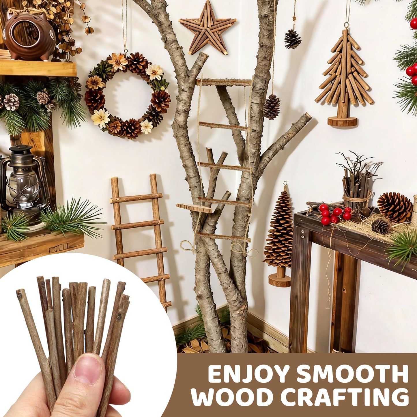 TKOnline 200Pcs Craft Sticks, 10cm 0.1-0.2 Inch in Diameter Wood Log Sticks Twigs Crafts for DIY Crafts Photo Props, Wood Crafts, Festival Decoration, Landscaping