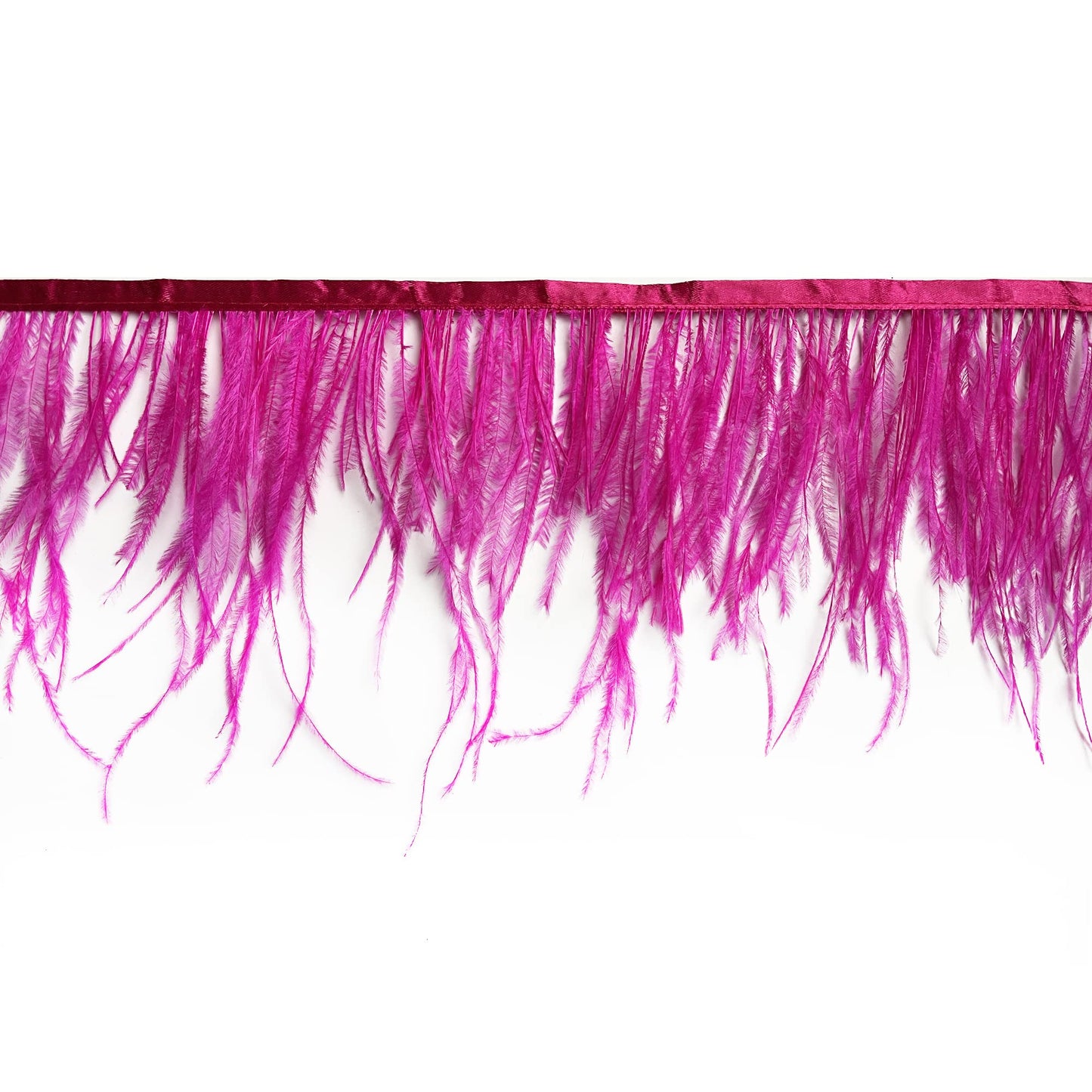 Happy feather 2 Yards 5-6inch Pink Ostrich Feathers Trim Fringe for DIY Dress Sewing Crafts Costumes Decoration-Fuchisa