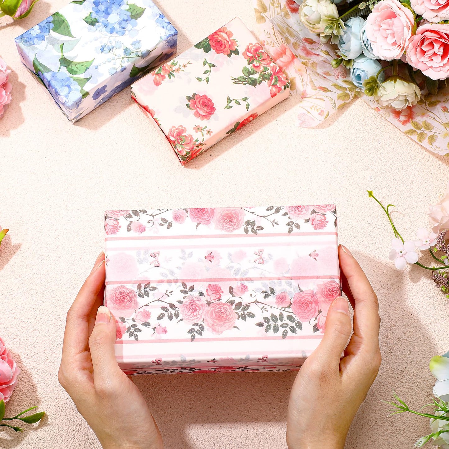 Honoson 90 Sheets Floral Tissue Paper Printed Flower DIY Art Craft Wrapping Paper for Gift Bags Bulk for Wedding Bridal Shower Birthday Party Favor Supplies Decoration, 19.7 x 13.8 Inch(Vivid)