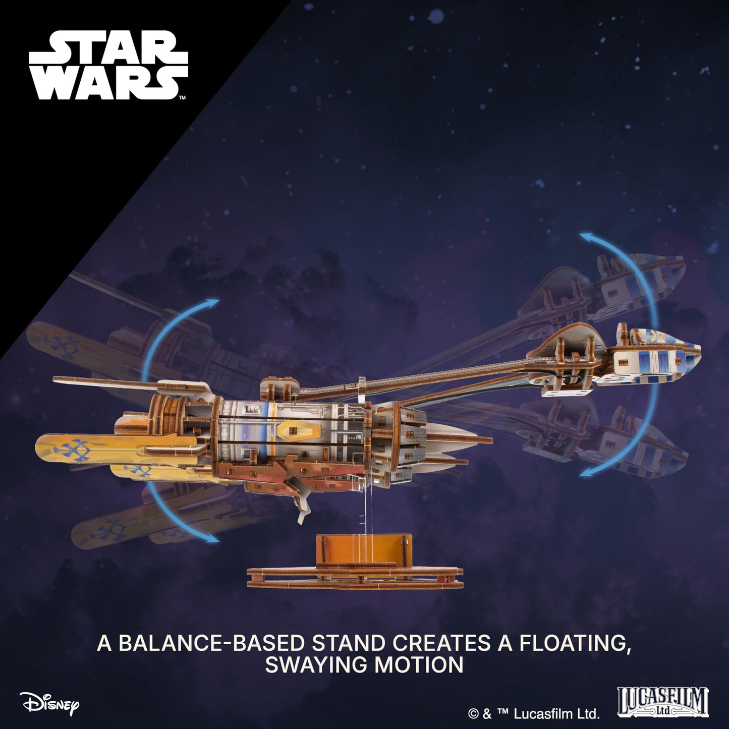 UGEARS Star Wars ™ Anakin Skywalker's Podracer ™ Wooden 3D Puzzles for Adults - 3D Puzzle, Wooden Model Kits for Adults, Hobby Model Kit, Wood Puzzles Adult, Brain Teaser Adult Model Building Kits