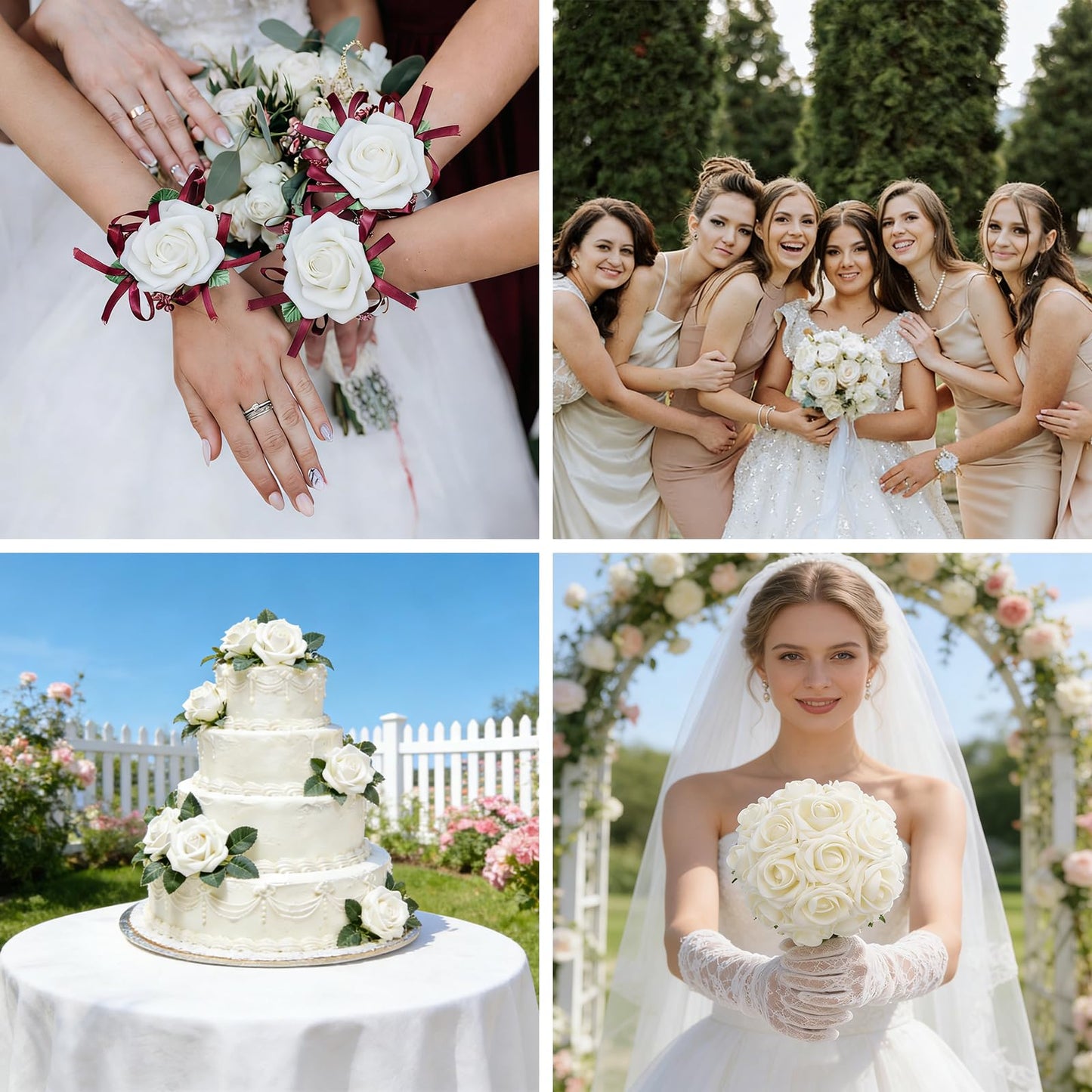 VevlaGreo 25Pcs Artificial Flowers Foam Fake Roses Ivory White with Stems,for DIY Wedding Bouquets White Bridal Shower Centerpieces Arrangements Party Tables Decorations and Home Decorations
