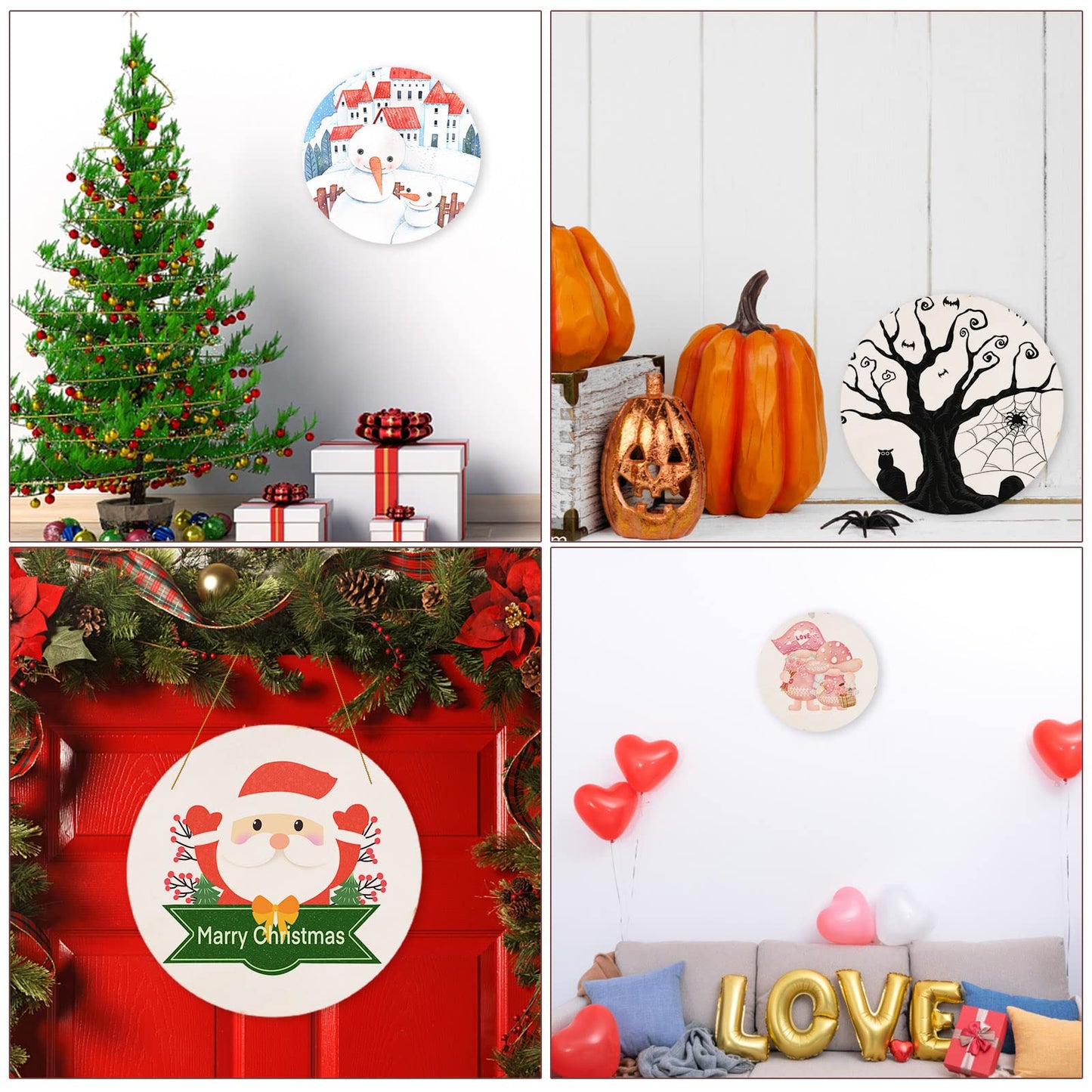 24 Pack 8 Inch Wooden Circles for Crafts 0.2" Thick Unfinished Round Wood Slices Natural Rounds Wooden Cutouts Blank Round Wood Discs for DIY Crafts Door Hanger Wedding Home Hanging Sign Decoration