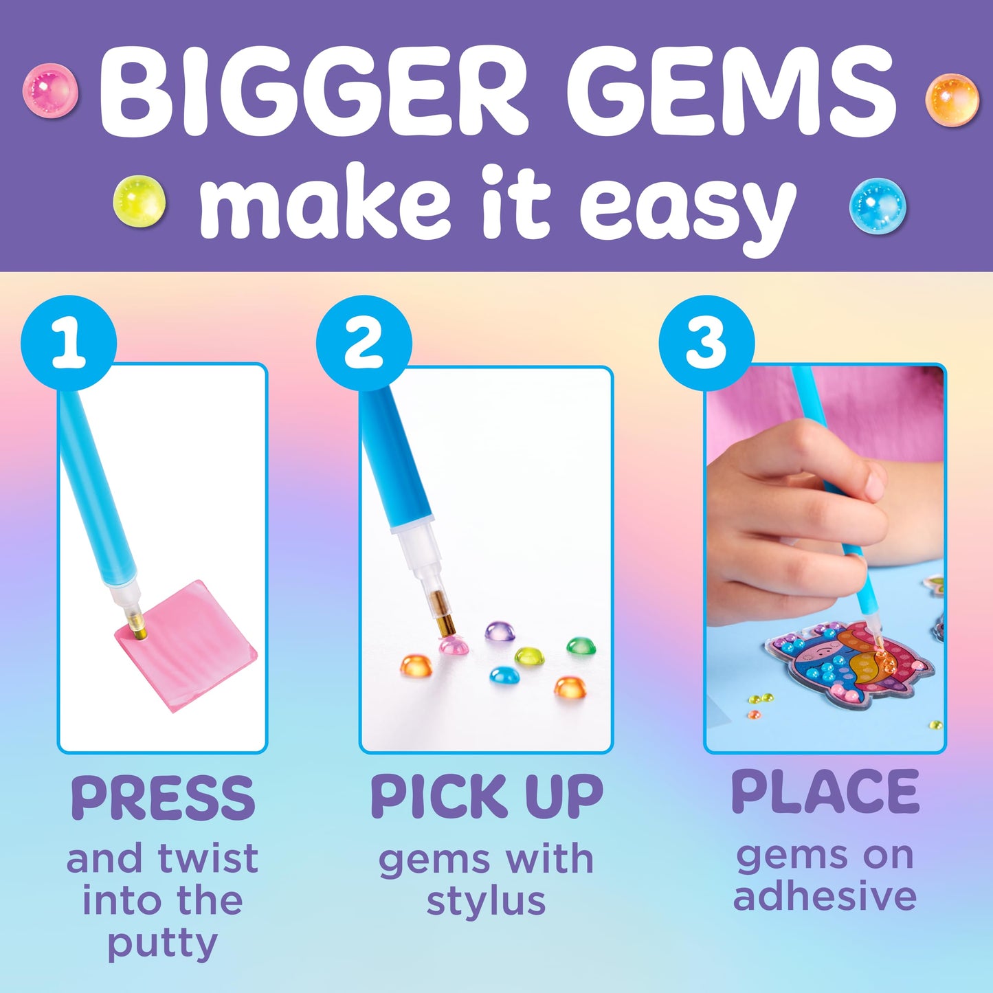 Creativity for Kids Bubble Gems Backpack Keychains - DIY Diamond Art Kits for Kids, Unicorn Toys for Girls, Gem Art Mermaid Gifts for Girls (Ages 6+)