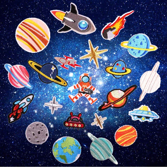 YLY Iron On Patch,21Pcs Solar System Space Planets Embroidered Patches Applique Kit Assorted Size Decoration Sew On Patches for Clothing,Bag,Cap,Jacket,Backpack,Jeans