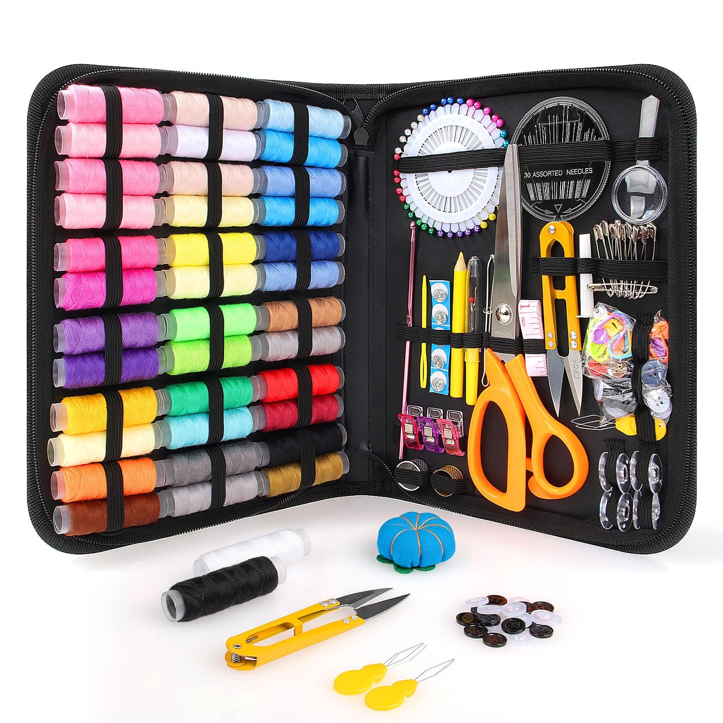Goeveo Sewing Kit for Adults, 198pcs Newly Upgraded Needle and Thread Kit Gifts for Mom Grandma Friend, Sewing Accessories with Case Portable for Home, Work, Travel, Emergency (198pcs Sewing Supplies)