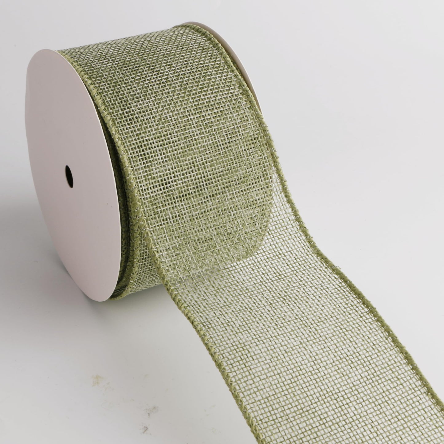 Meseey 2.5 Inch Green Burlap Wired Ribbon Set, 2 Rolls Total 10 Yards Solid Sage Green & Green White Buffalo Check Wired Edge Ribbons for Gift Wrapping, Wreaths, Crafts, Farmhouse Home Decorations