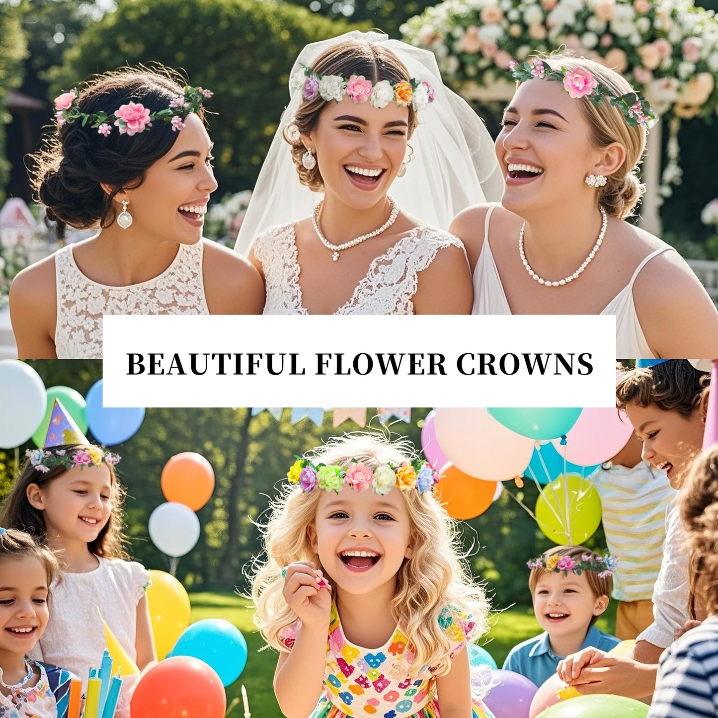 Yiranok Flower Crowns Making Kit,20 Sets Make Your Own Flower Crown Crafting Kit Blooming Rose Wreath Headband and Bracelet Making Kit DIY Floral Crown Wedding Party Fairy Hair Accessories Gift