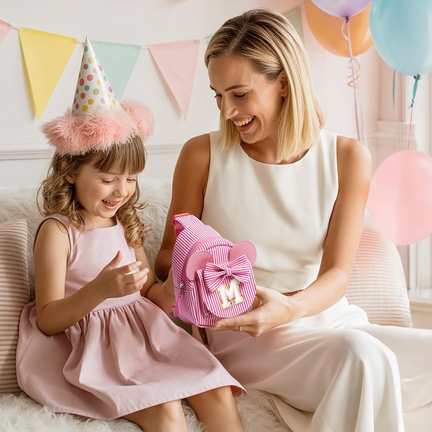 QLOVEA Birthday Gifts for Girls Kids, Personalized Small Initial Pink Sling Bag for Kid Girls | Small Initial Monogram Fanny Packs Crossbody Bag Purse for Girl Kid Year Old Birthday Gifts (Pink A)
