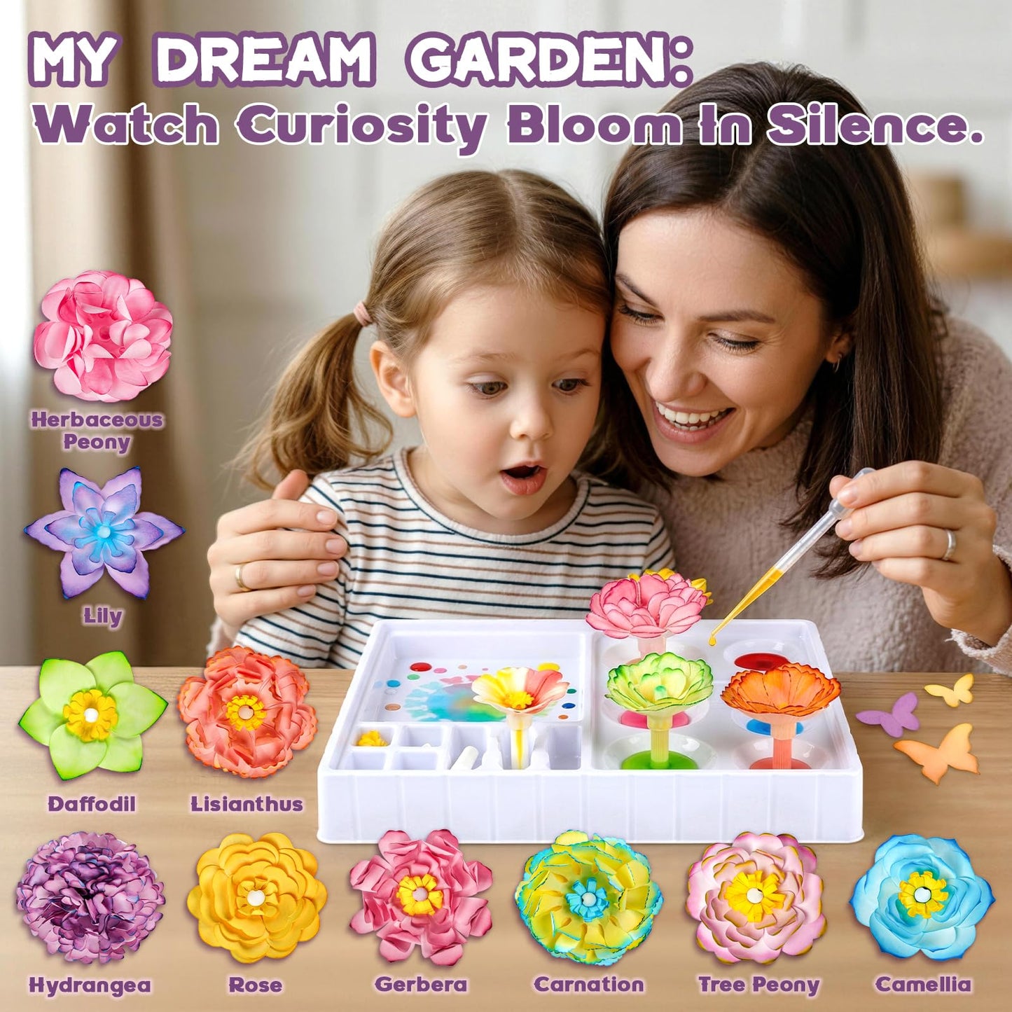 SOCBTNSO Paper Flower Crafts Kit for Kids, Bloomjoy Magic Petal Arts and Crafts Color Science, DIY Bouquet Maker, Flower Making Kit for Girls Age 6 7 8 9 10 11 12, Gifts for Mother Grandma Daughter