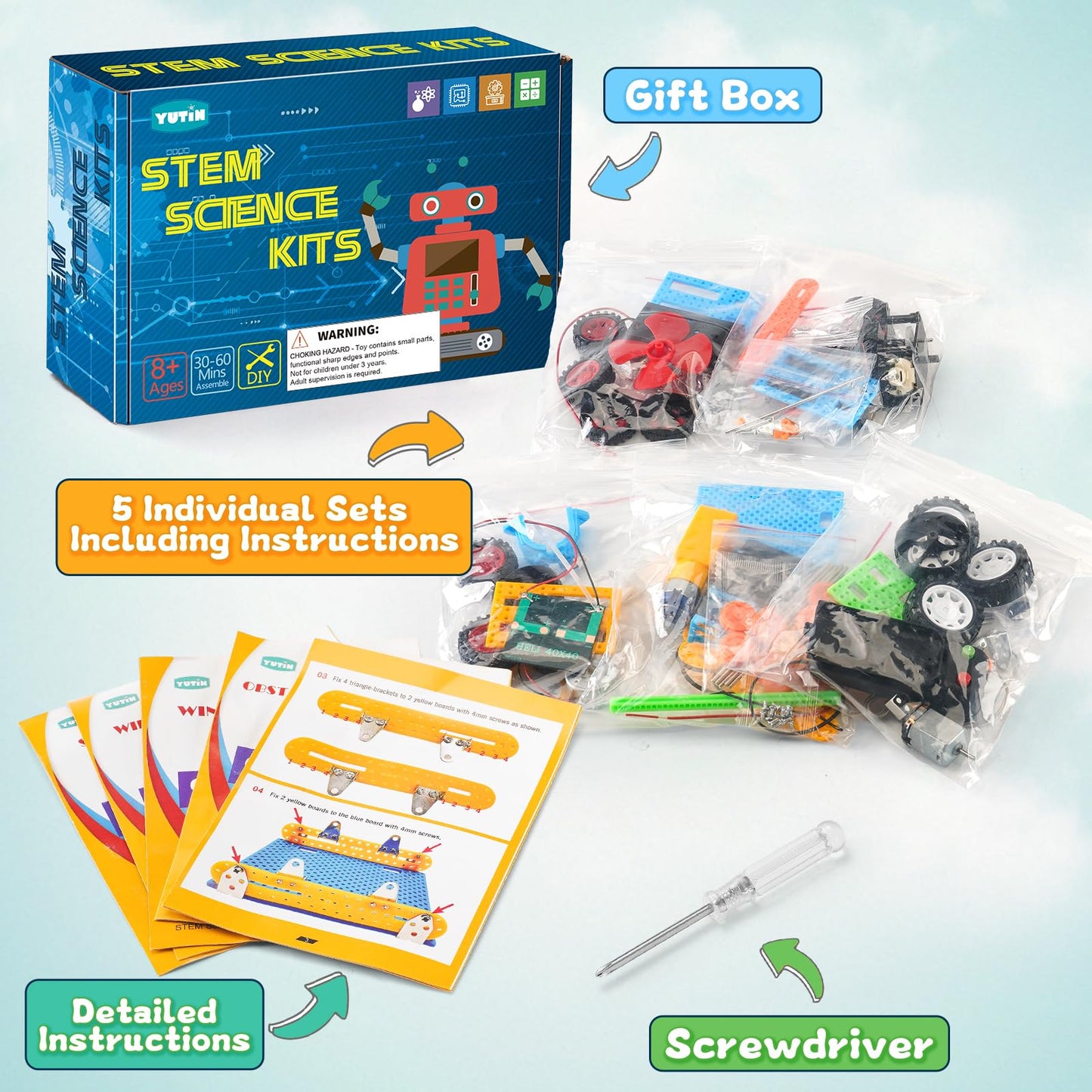 Robot STEM Kits for Kids Age 8-10, STEM Toys for Ages 8-13, Science Building Kit for Boys 6-8 8-12, Robotics Engineering Experiments Projects for 8 9 10 12-14 Year Old Boys Girls Birthday Gift