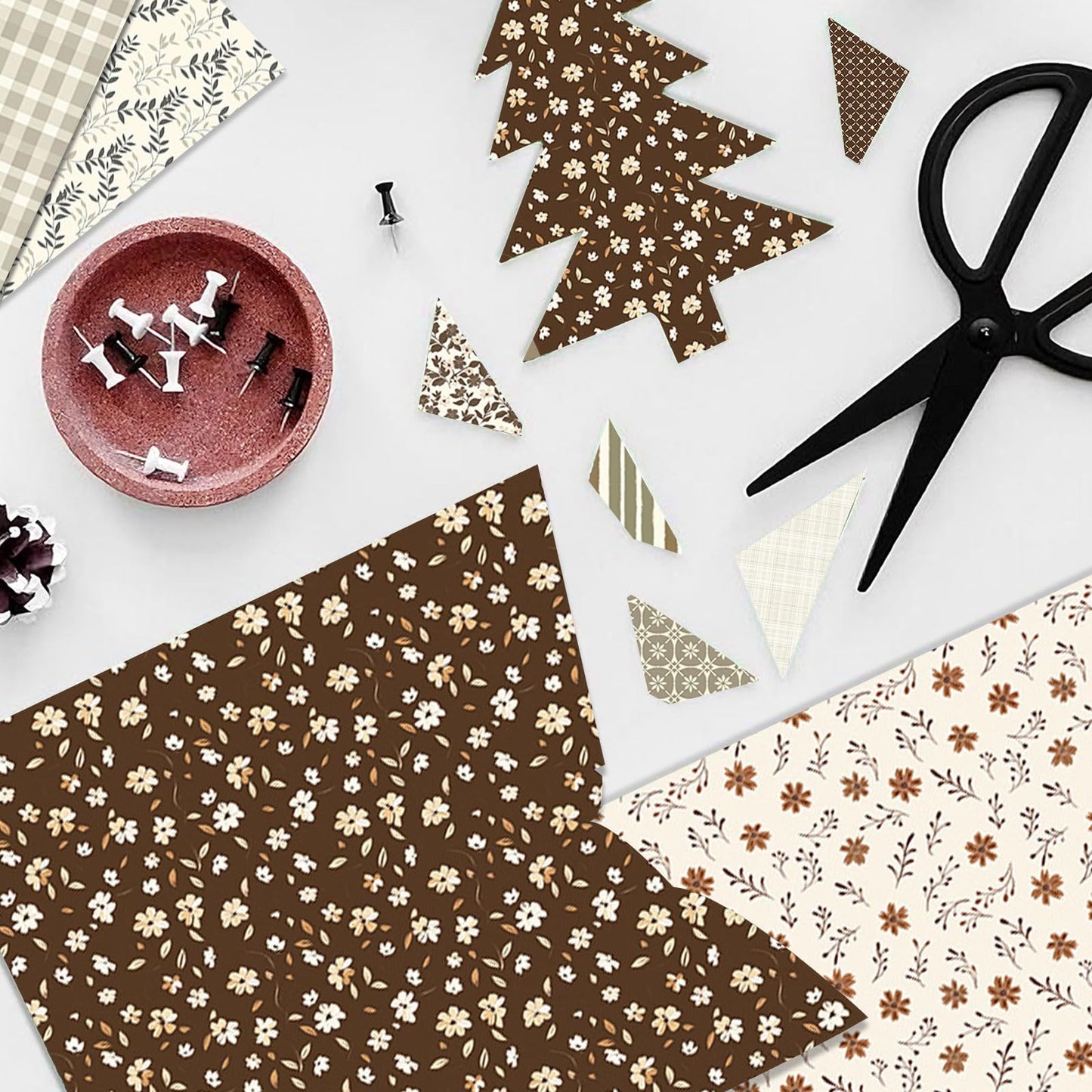 MIATTCLD Scrapbook Paper 12x12 In Double Sided Decorative Paper for Scrapbooking, 24 Sheets/24 Designs Spring Floral Patterned Craft Paper for Junk Journals DIY Cards Album Decoration (Beige)