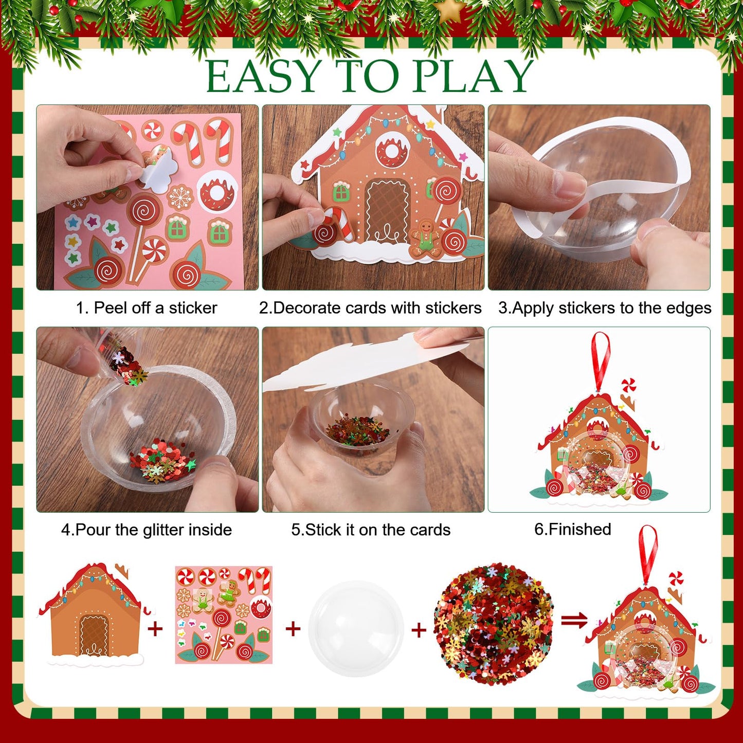 Blosssound 27 Set Christmas Craft Kits - Make Your Own Xmas Ornament Kit With Sticker Glitter Santa Snowman Elk Gnome - Party Decorations Home Holiday Handcraft Activities