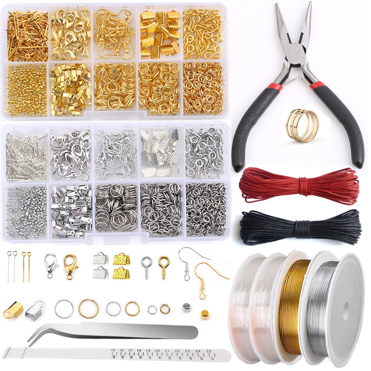 GTAAOY Jewelry Making Supplies Kit for Adults, Jewelry Repair Kit with Pliers, Findings and Beading Wires for Jewelry Repair Making and Beading