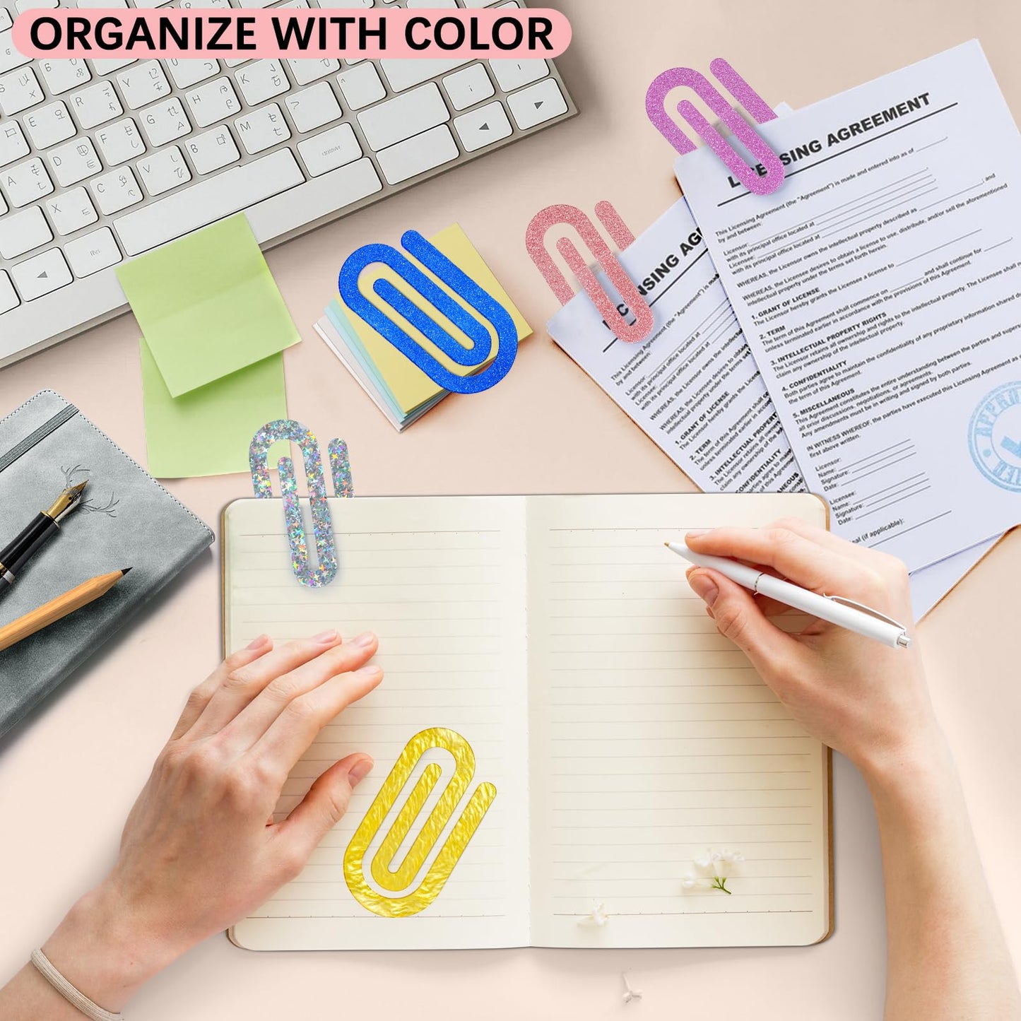 12 Pcs Jumbo Acrylic Paper Clips, 4"x2" Large Plastic Paper Clips, Bright Colors, Classroom & Office Supplies, Back to School Gifts for Teachers & Students, Desk Org & DIY Charms & Accents & Bookmarks
