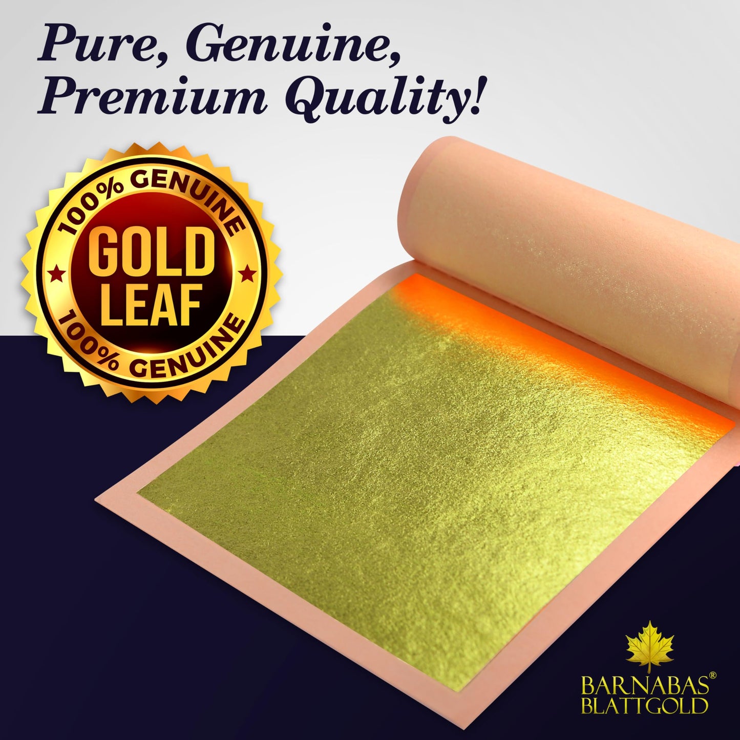 Barnabas Blattgold Gold Leaf -24K Real Gold [25 Sheets, 3.1 inches] - Loose Sheet for Painting, Arts and Crafts
