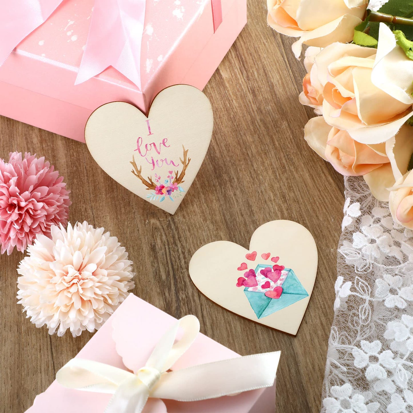 Qunclay 40 Pcs Wooden Heart Magnets for DIY Crafts, 3.15 '' Unfinished Wood Heart Slices for Kids Art Projects, Fridge Magnets, Father's Day, Wedding, Classroom, Home Craft Decor