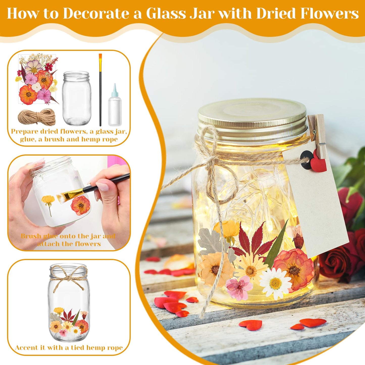 Dried Pressed Flowers for Resin, Real Pressed Flowers Dry Leaves Bulk Natural Herbs Kit for Scrapbooking DIY Art Crafts Epoxy Resin Jewelry Mold Candle Soap Making Nails Décor (Boho Pressed Flowers)