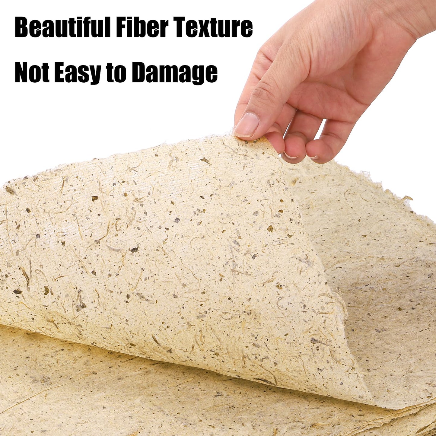ZENFUN 60 Sheets Fiber Paper, Handmade Papers Sheets, 12" x 16" Natural Texture Papers, Chinese Style Handmade, Wood Fiber Craft Paper for Painting, DIY, Scrapbooking