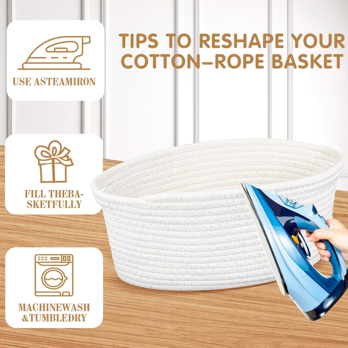 Colingmill Graduation Woven Basket with Gift Bags and 2 Ribbons, Raffia Grass Paper Shred Filler, Gift Card, Empty Small Rope Basket for Storage Presents Toy Organizer(White,14 * 10 Inch)