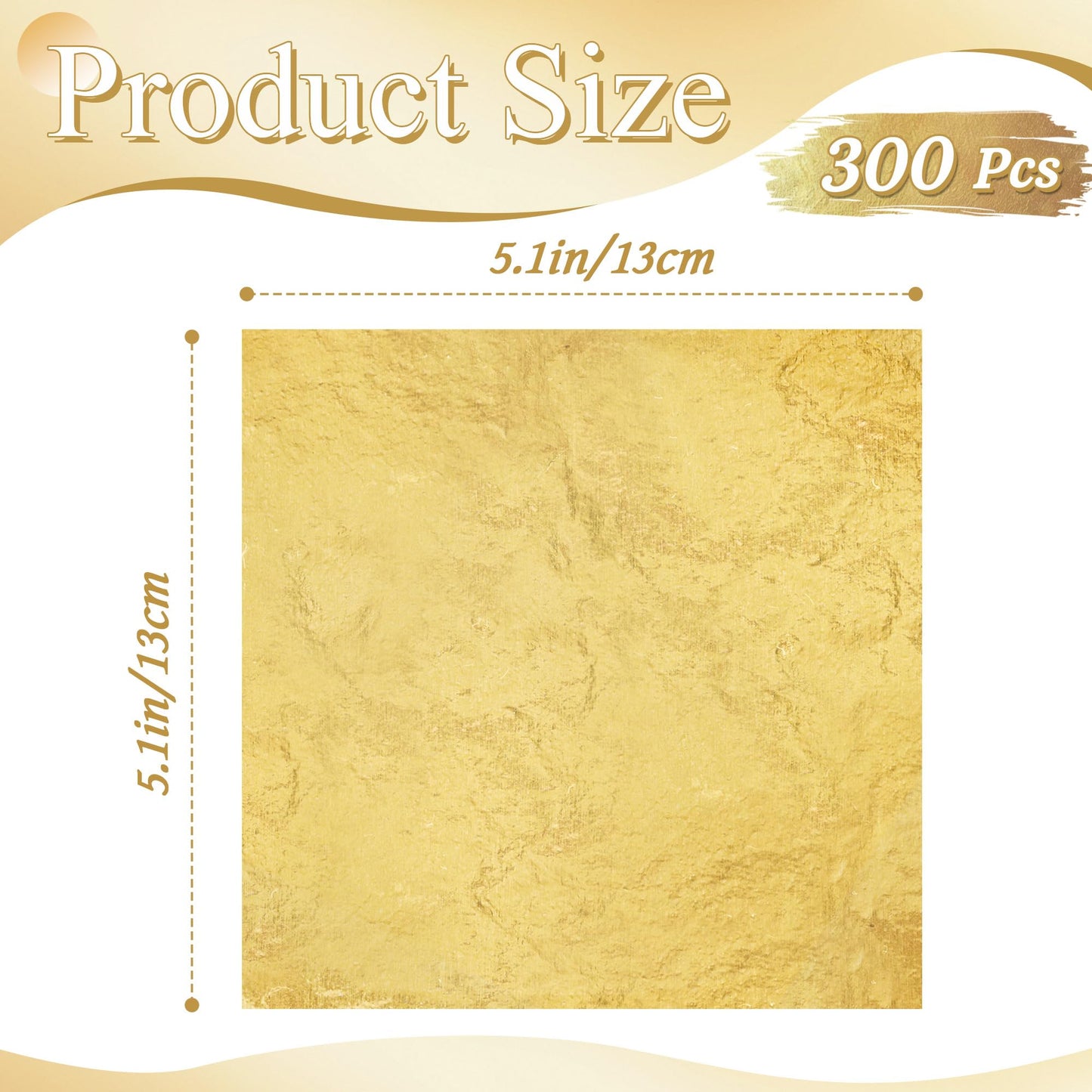 600Pcs Gold Leaf Sheets, 5.1"x5.1" Imitation Transfer Gold Leaf Sheets for Art, No Edible Glitter Gold Flakes Foil Paper Sheets for Nail Painting Jewelry Furniture Renovation & Gilding DIY Crafts