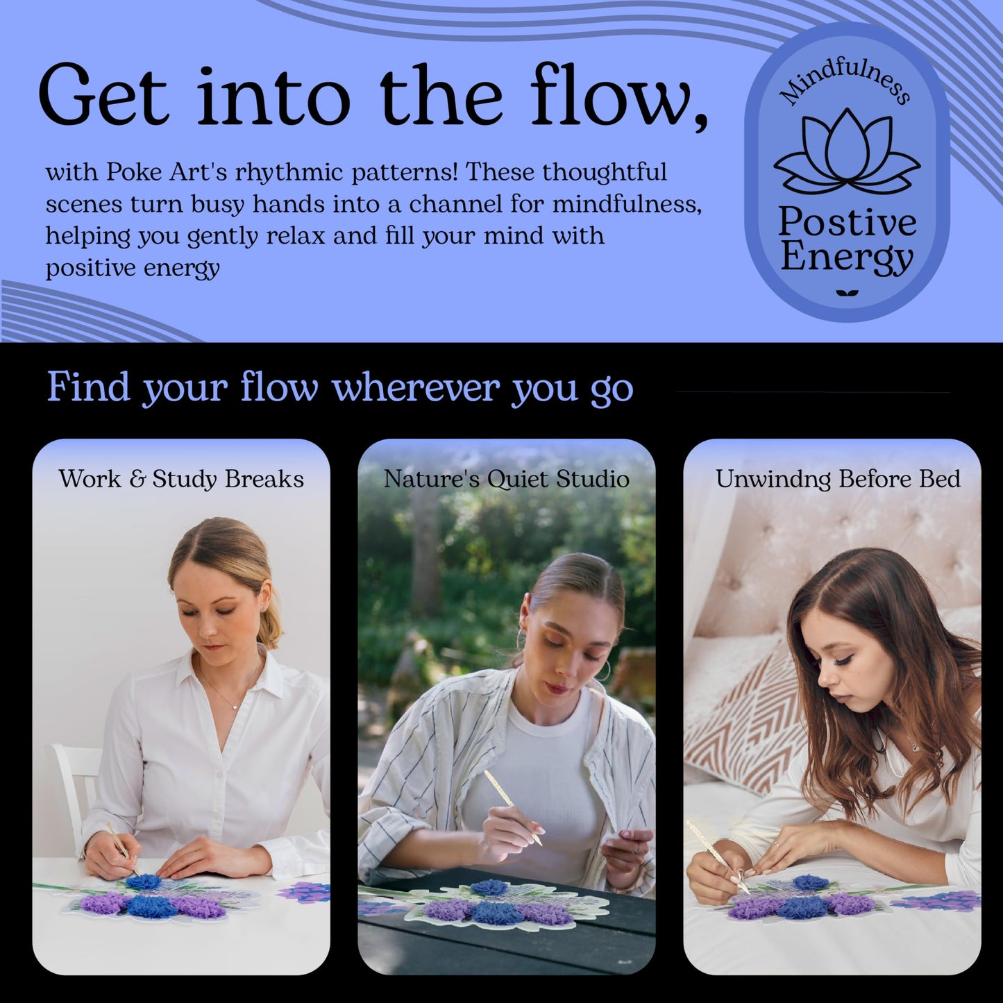 Unwynd Poke Art Lavender Flower Bouquet | Mess-Free Arts and Crafts for Adults | Teen Craft Kits, Mother's Day Flowers Gift | Gifts for Mother, Women and Men