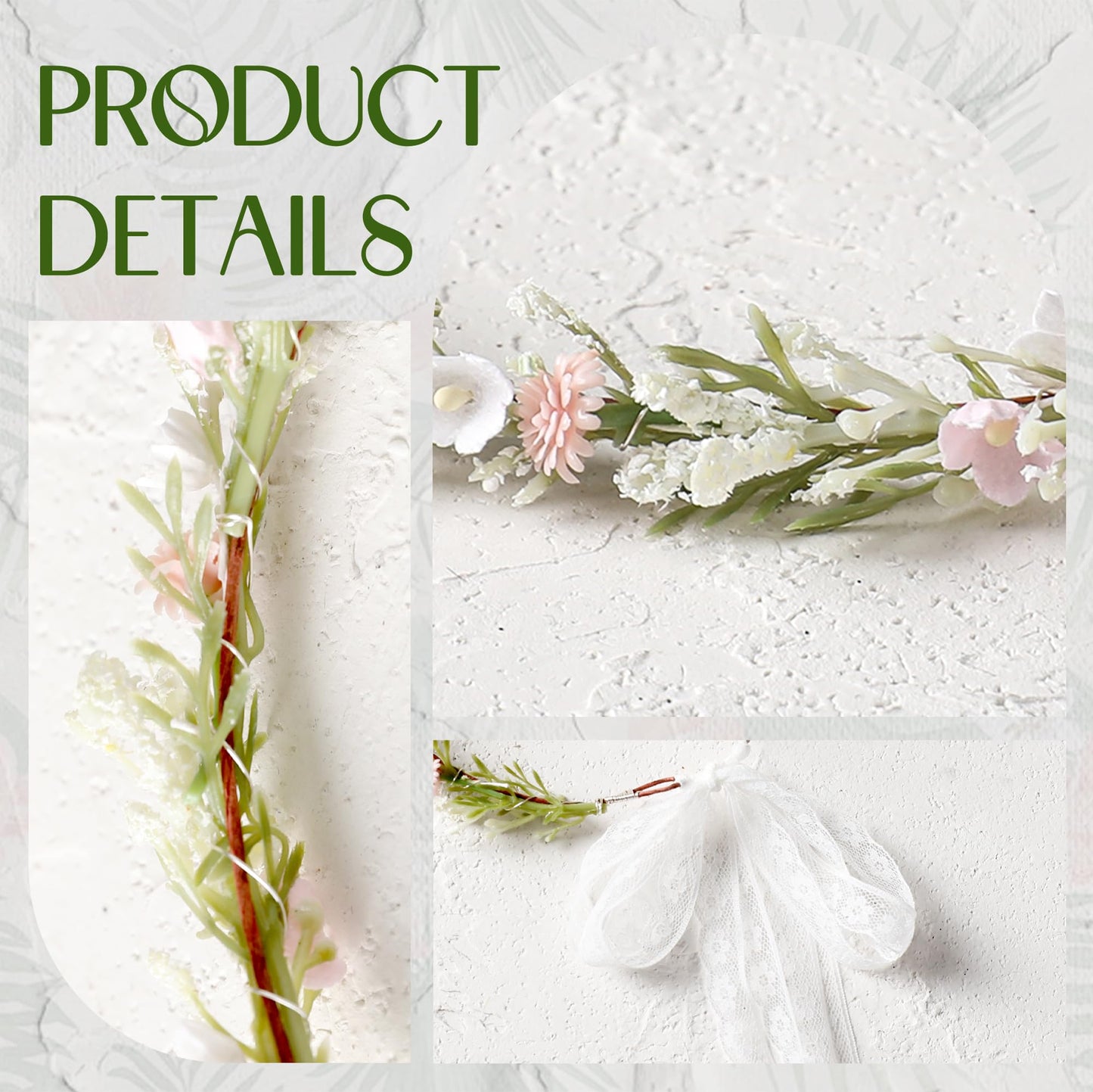 KorViSHOW Pink Flower Crown Headband, Artificial Fairy Floral Headpiece, Renaissance Hair Accessory for Women Girls Maternity Birthday Bridal Wedding Renfaire Festival Cosplay Party Hairband