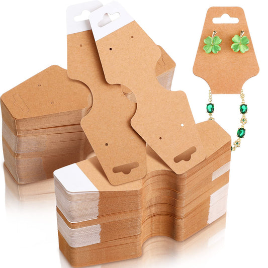 Yexiya 1000 Pcs Necklace Display Cards with Adhesive, Jewelry Bracelet Display Cards, Keychain Packaging Holder, Blank Kraft Paper Hanging Tags for Necklaces, Bracelets, Jewelry Small Business