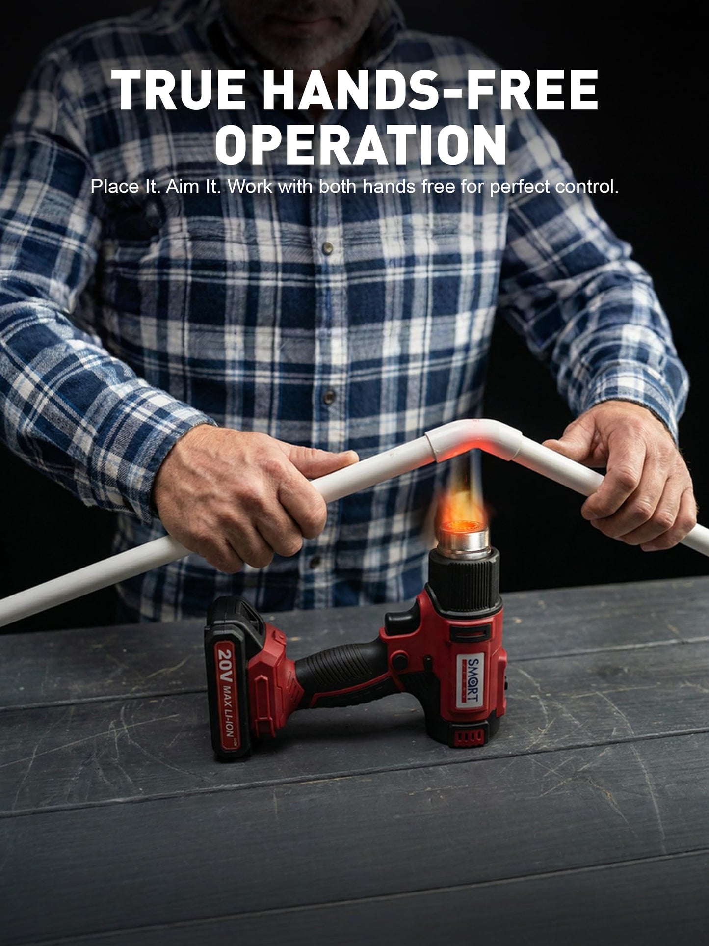SMART JERRY - Cordless Heat Gun | Portable Heat Gun for Vinyl Wrap, Resin, Crafting, Shrink Tubing & Candle Making | Battery Powered Heat Gun Kit w/ 5 Nozzles (20V Li-ion Battery Included)