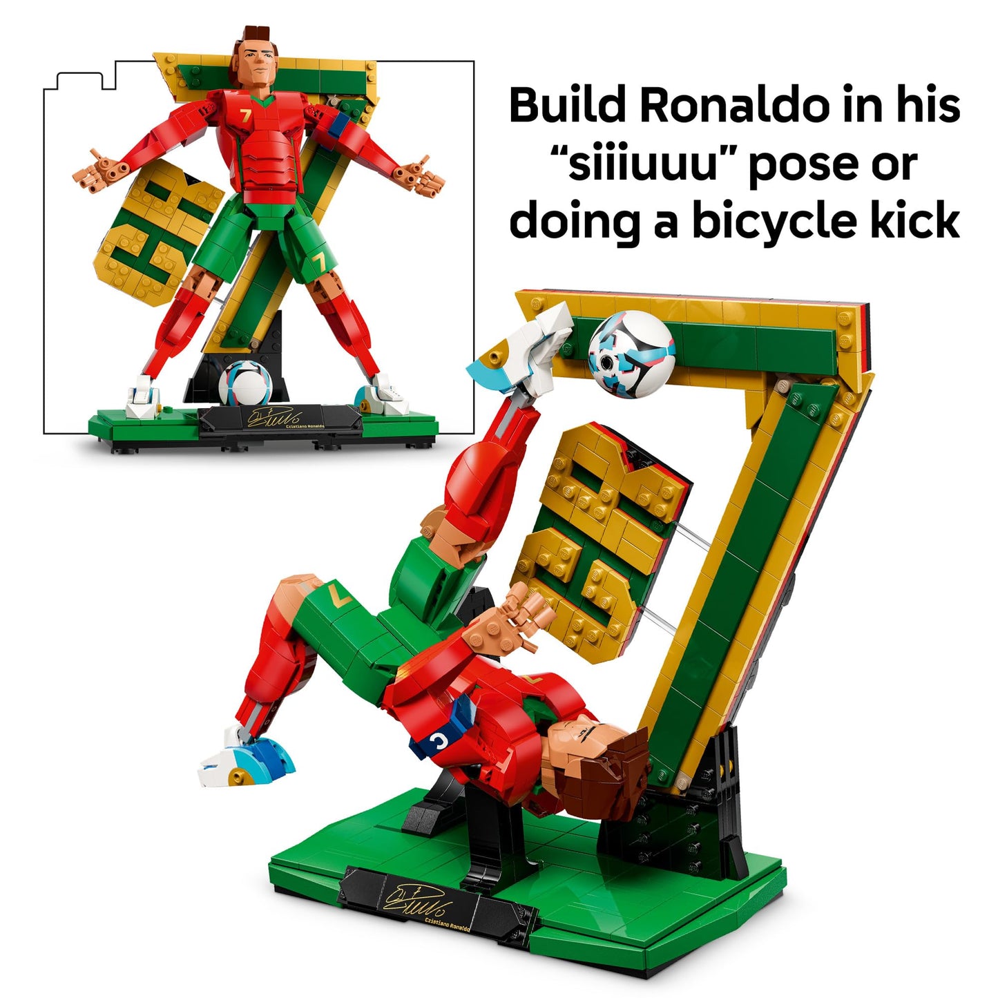 LEGO Editions Cristiano Ronaldo – Soccer Legend - Building Set for Boys & Girls, Ages 12+ - Collectible Soccer Gift with Plaque - Kids Bedroom or Shelf Decor - 43016