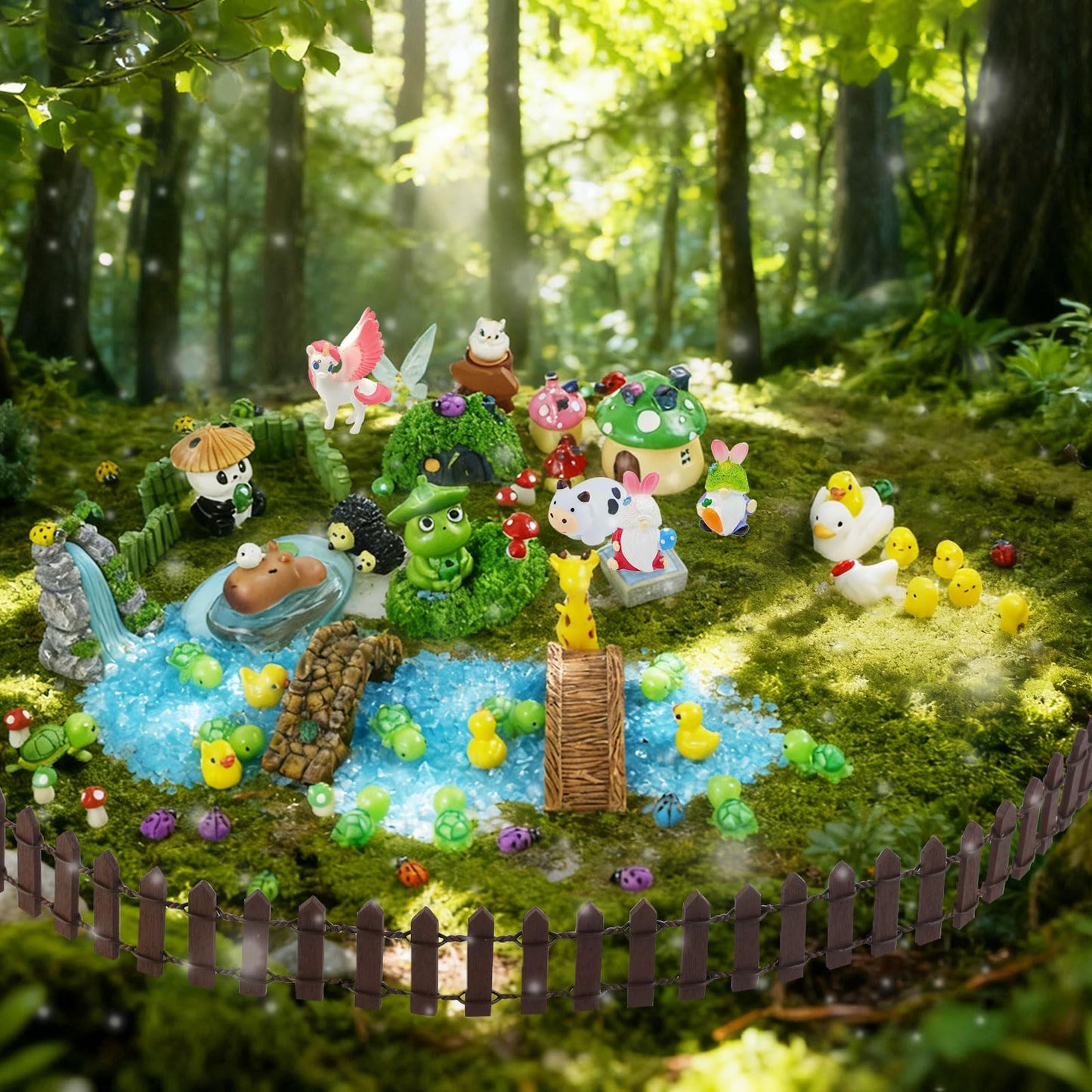 MUJERWQ 82 Pcs Fairy Garden Accessories Kit - Miniature Figurines, Resin Mushrooms, Elves & Animals, Bridges & Houses for DIY Terrarium, Dollhouse, Succulent Garden Decor, Indoor Outdoor Craft