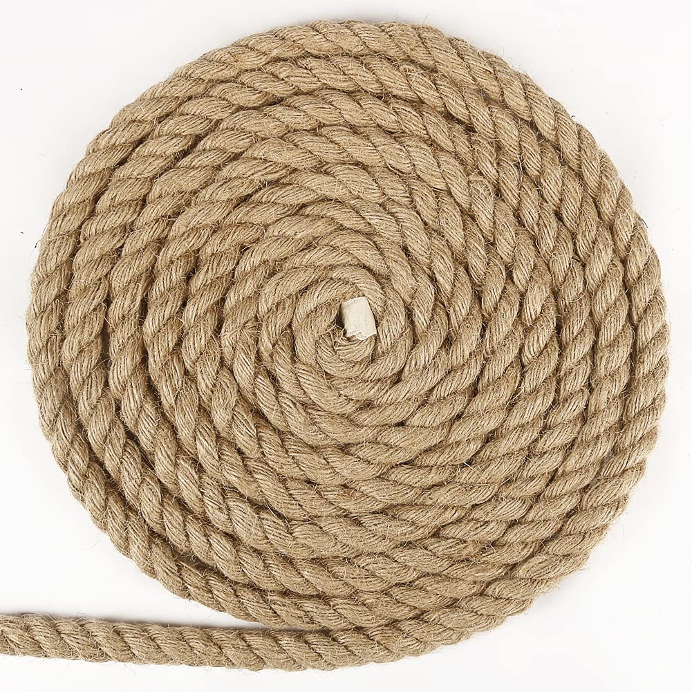 Tenn Well 1/2 inch Jute Rope, 33 Feet 14mm Thick Twine Rope for Crafting, Gardening, Home Decor, Farmhouse Decor, Cat Scratching Post