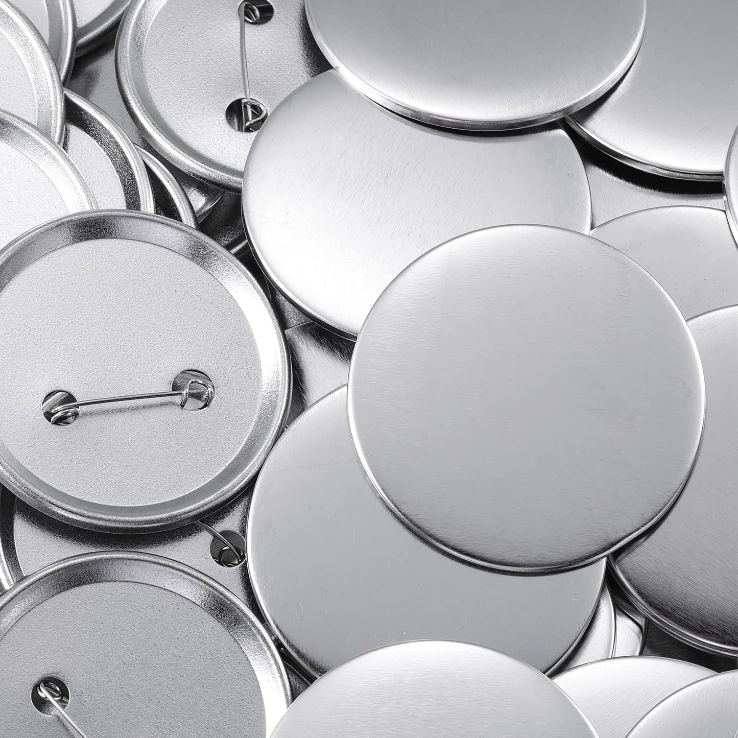 300 Pieces Blank Button Making Supplies Round Badge Parts Metal Pin Badge Kit for Button Maker Machine, Including Metal Shells Back Cover and Clear Film(1.46 Inch,Silver)