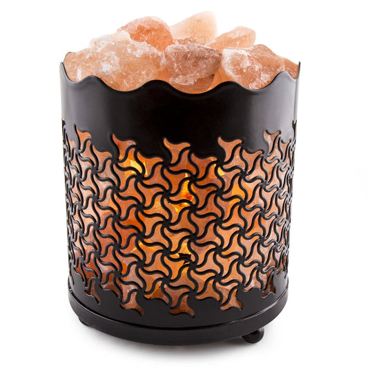 CRYSTAL DECOR Himalayan Pink Salt Lamp Basket & Dimmer Cord Bulb