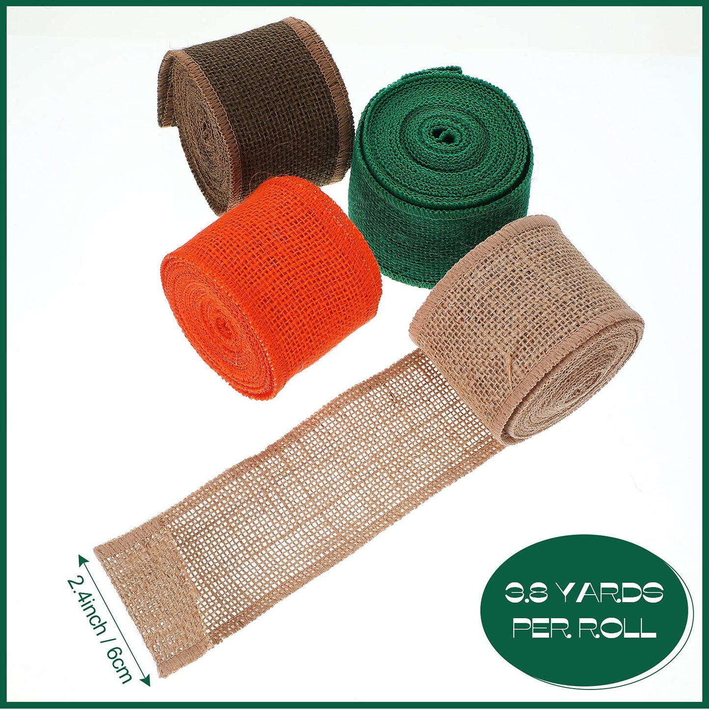Syhood 12 Rolls Christmas Burlap Wired Edge Ribbons 2.4 Inch Wide 45.6 Yards for Christmas Bow DIY Craft Gift Wrapping Wreath Making Holiday Party Decorations