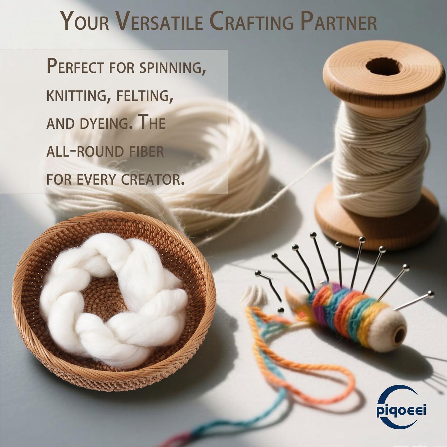 Merino Wool Roving Top for Spinning and Felting - 100% Natural Undyed, Soft Fine Wool for Needle Felting, Knitting, Dyeing (1lb)