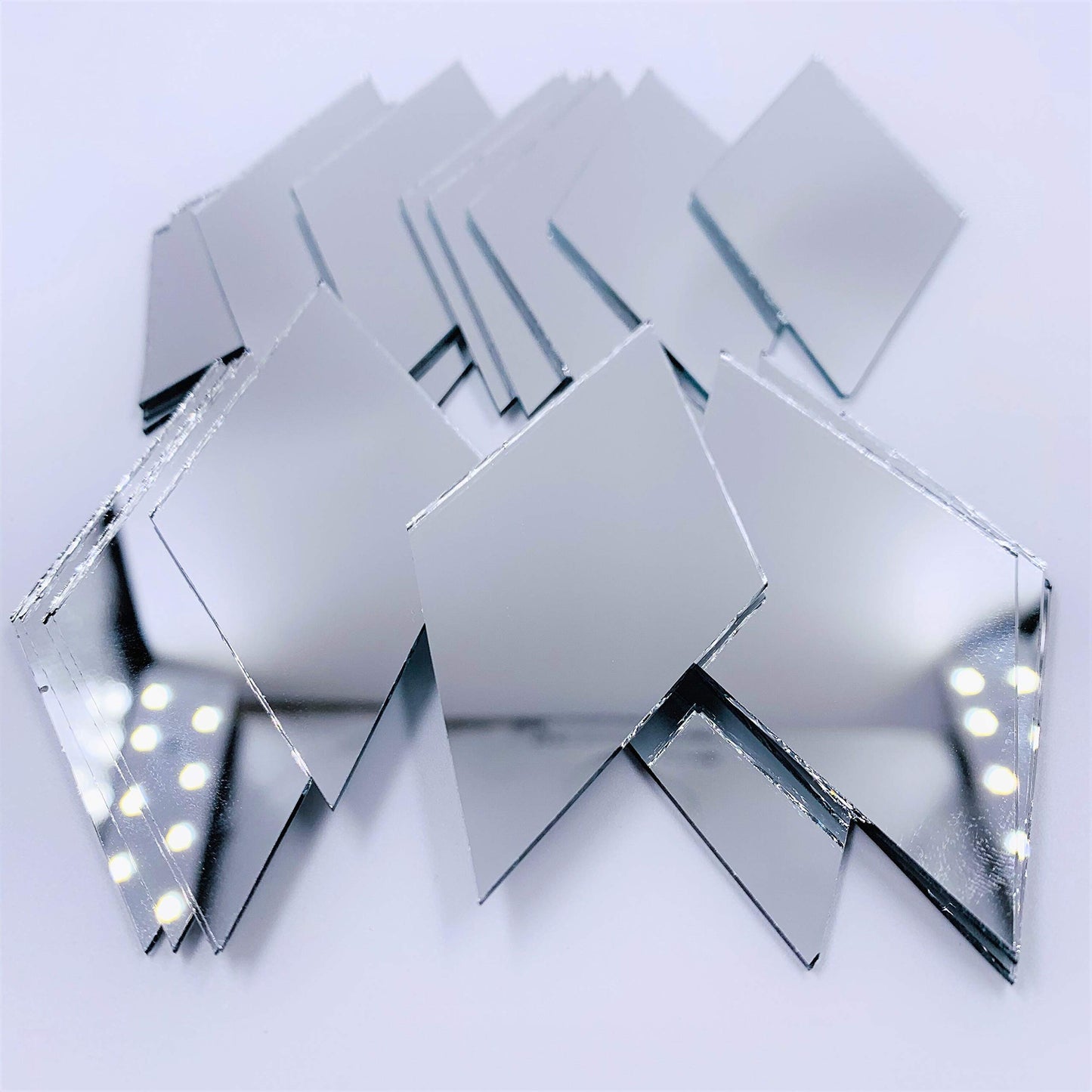 CHENRUI 3 inch (76.2 mm) Diamond Shape Mirror Mosaic Tiles Craft Mirrors 50pcs (Silver)