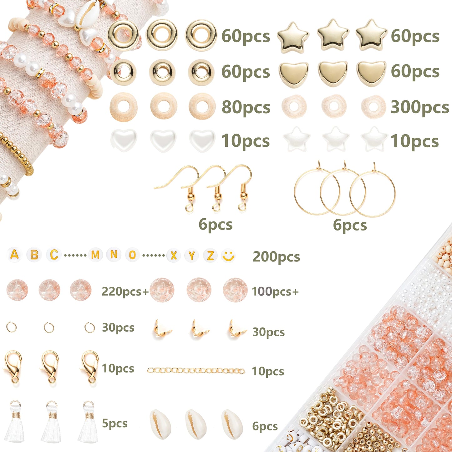 Xylise 6mm/8mm Crackle Glass Beads Bracelet Making Kit Crystal Glass Beads Jewelry Making Kit, Friendship Bracelet kit for DIY Crafts Gifts